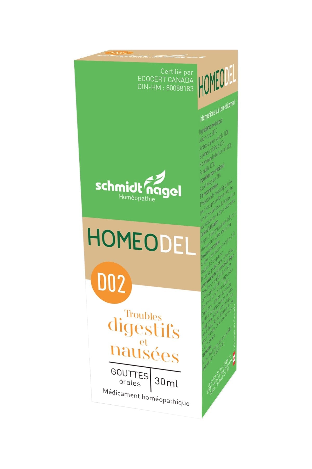 HOMEODEL Suppléments Homeo D02 (trouble digestifs et nausées) 30ml
DATE DE PÉREMPTION : 31 AOÛT 2024