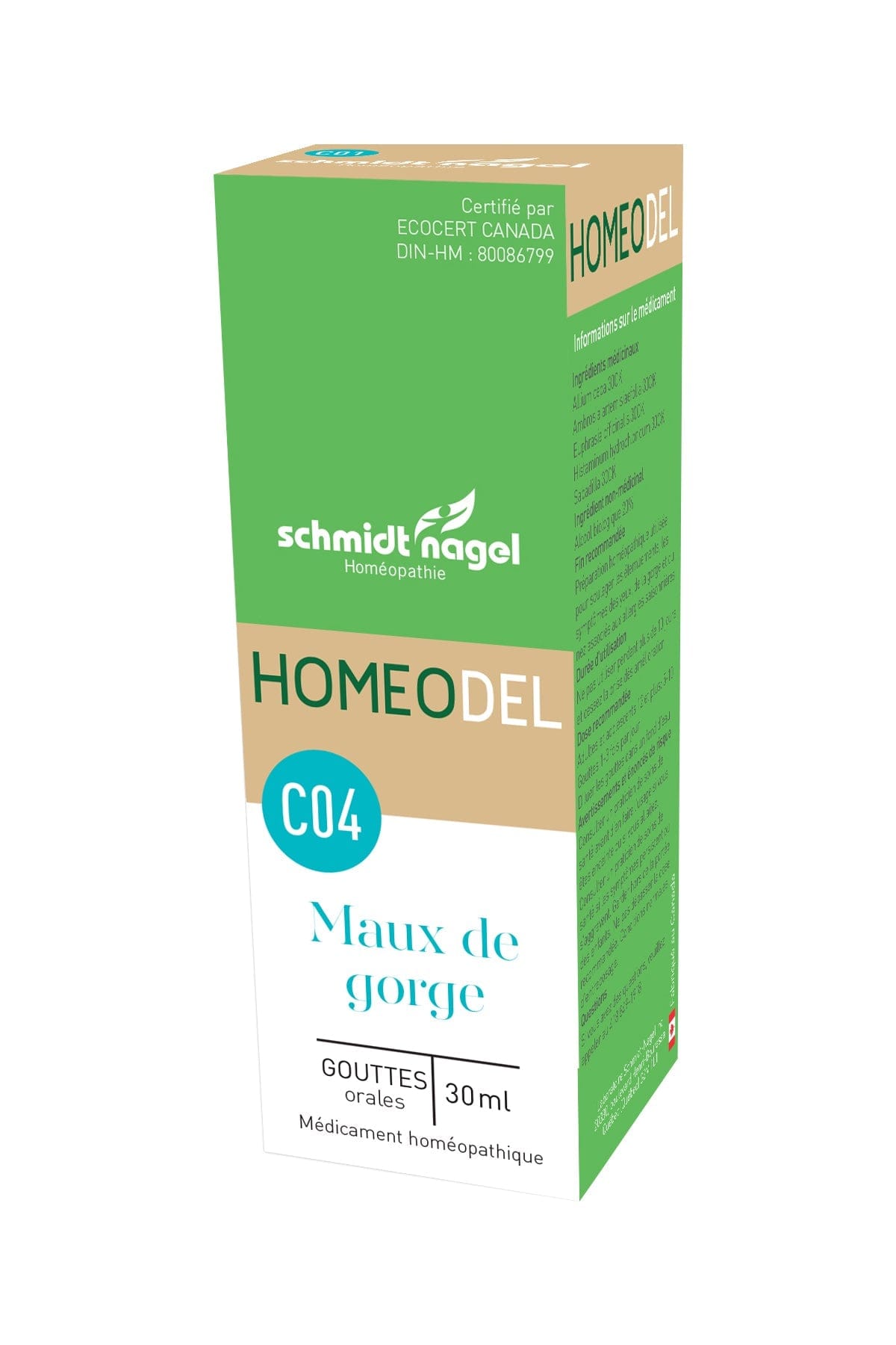 HOMEODEL Suppléments Homeodel C04(maux de gorge) 30ml
DATE DE PÉREMPTION : 31 AOÛT 2024