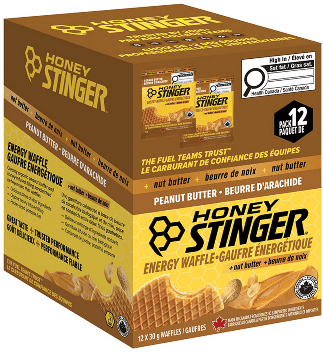 HONEY STINGER Suppléments Gaufres énergétiques bio (beurre d'arachide) 12x30g