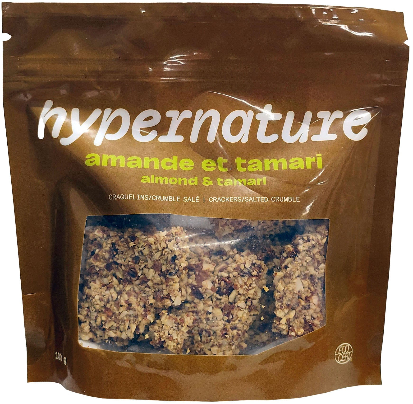 HYPERNATURE Épicerie Craquelins crumble salés au amande et tamari 100g
DATE DE PÉREMPTION : 29 DÉCEMBRE 2025