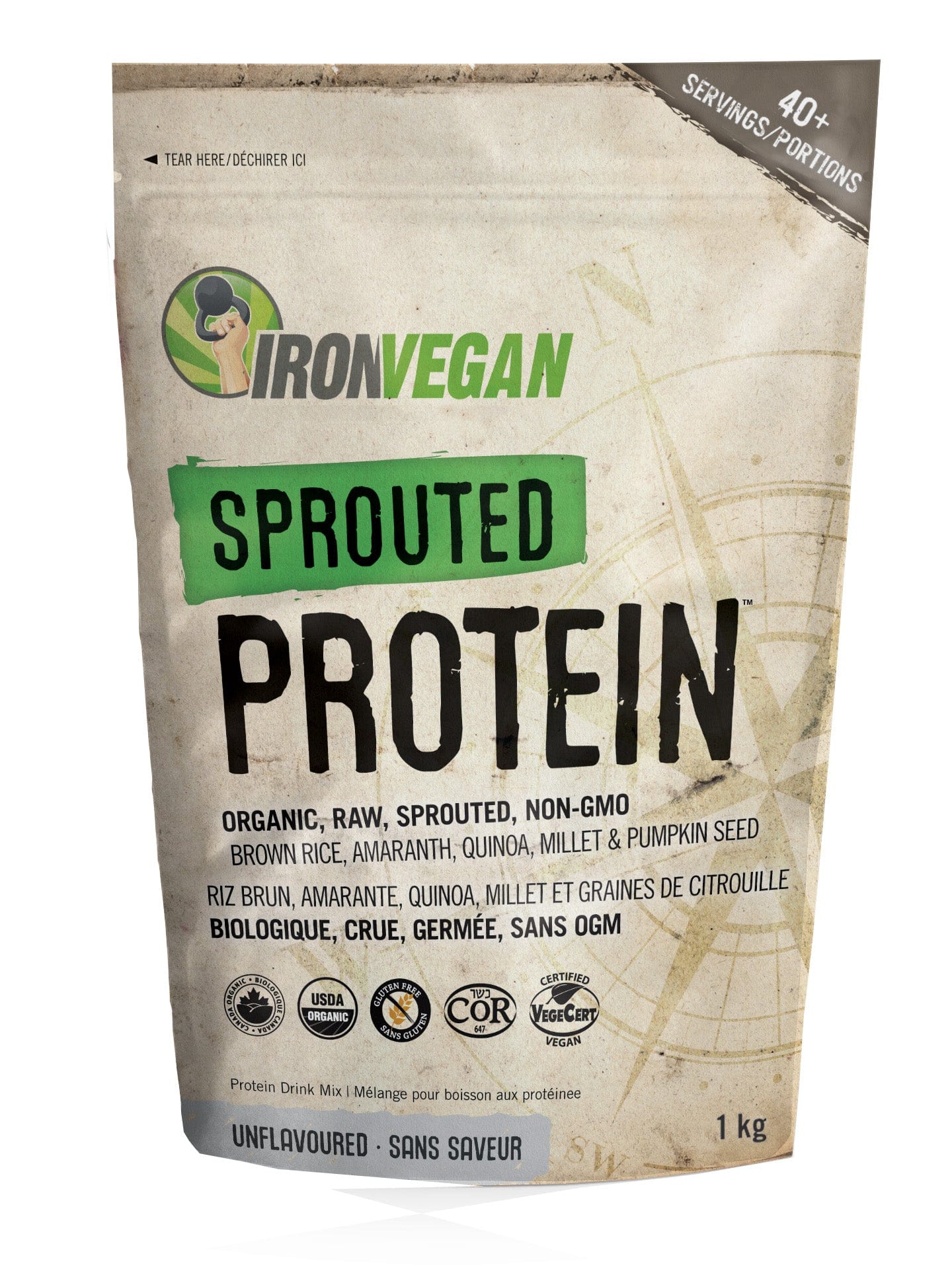 IRON VEGAN Suppléments Protéines germées bio sans-saveur 1kg