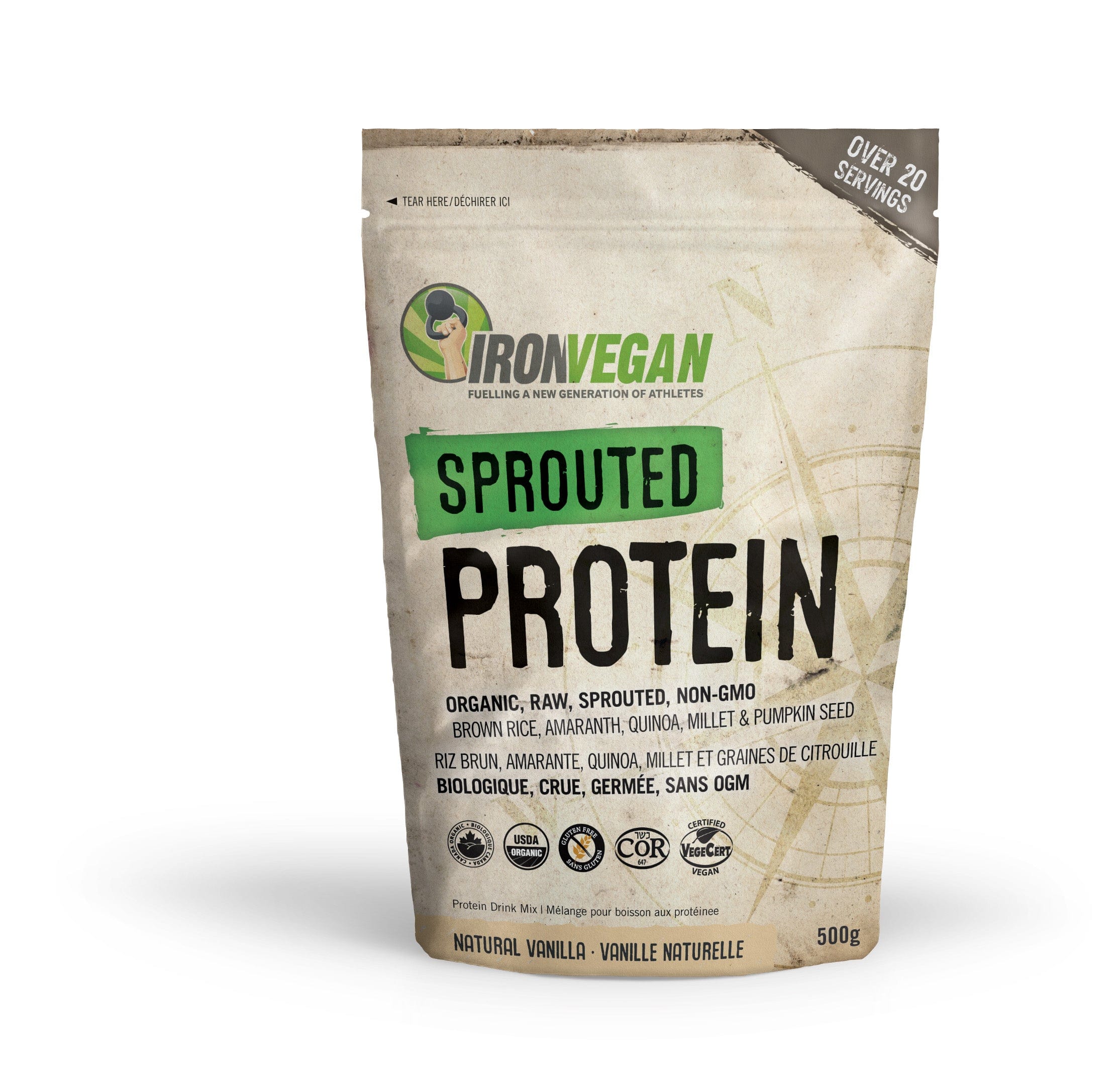 IRON VEGAN Suppléments Protéines germées bio vanille (20 portions) 500g