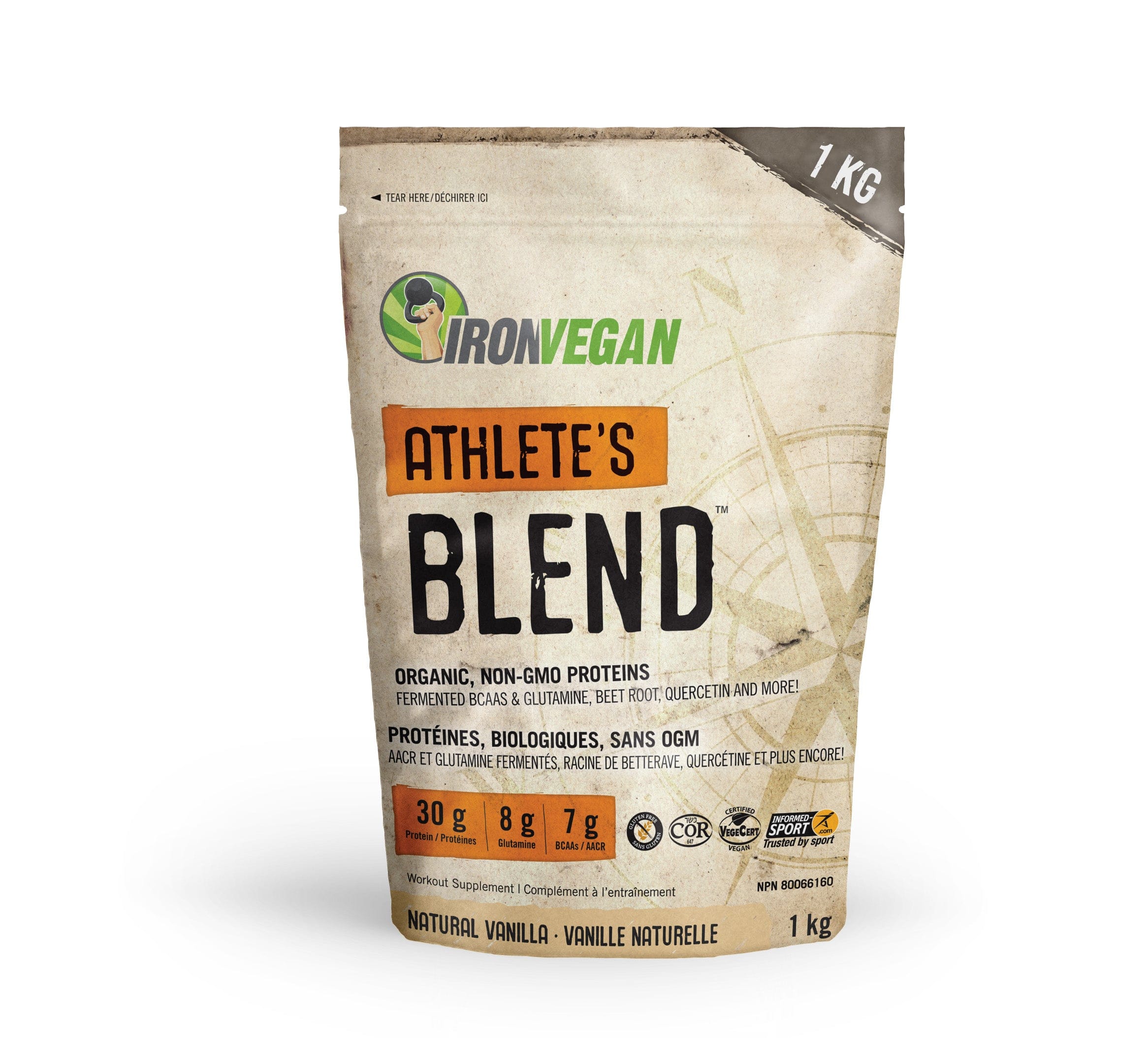 IRON VEGAN Suppléments Protéines germées bio vanille naturelle 1kg