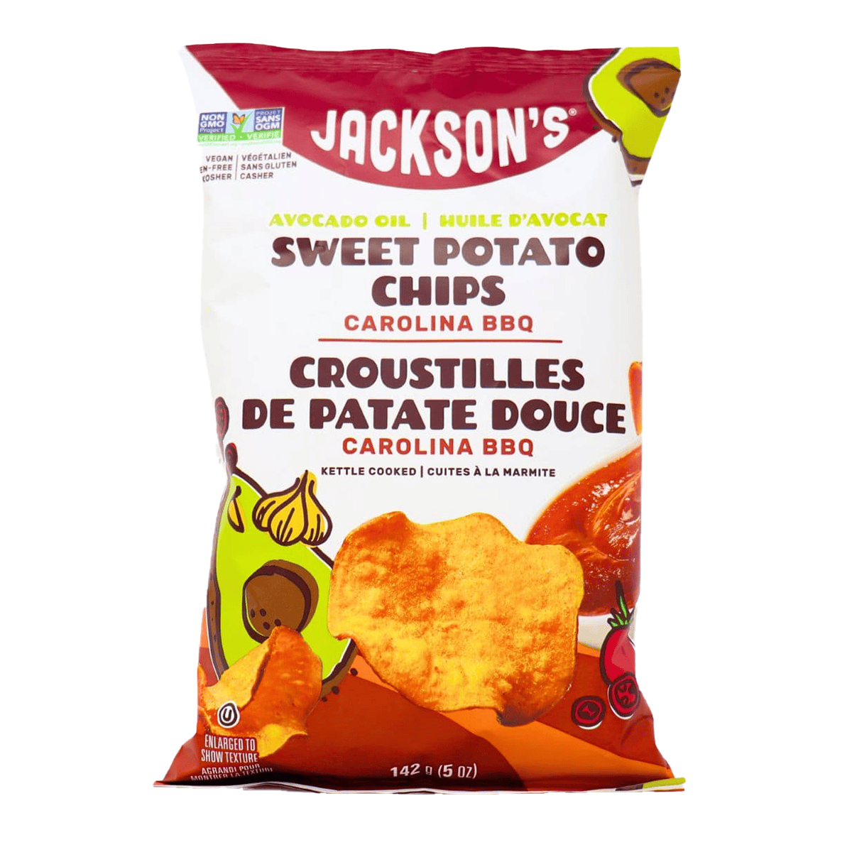 JACKSON'S Épicerie Croustilles de patates douces cuites à la marmite (Carolina BBQ) 142g