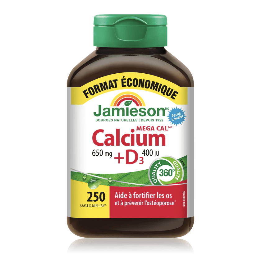 JAMIESON Suppléments Calcium (650mg) + D3 (400UI) megacal 250minicaps
