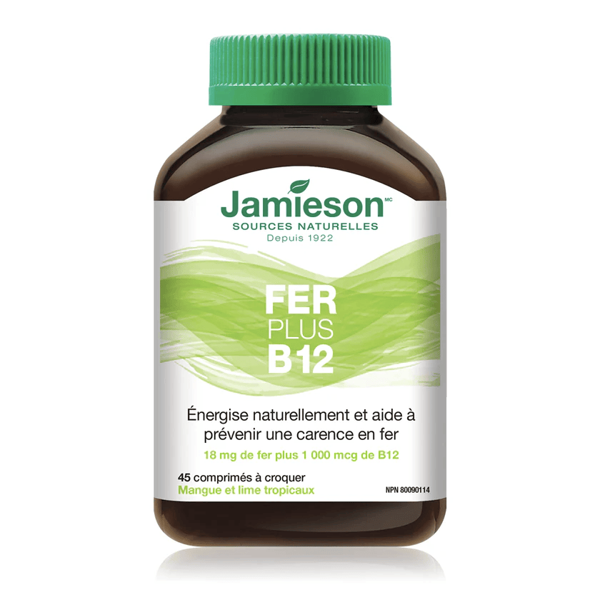 JAMIESON Suppléments Fer plus B12 croquable (mangue et lime tropicale) 45comp