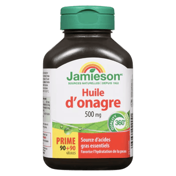 JAMIESON Suppléments Huile onagre (500mg)   Bonus 90+90gels