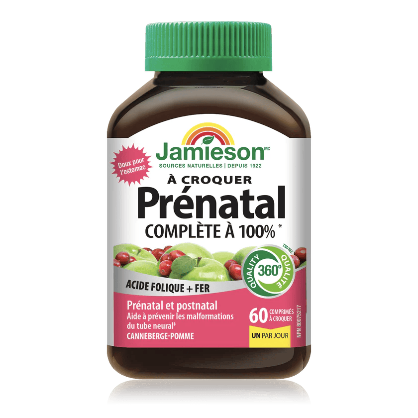 JAMIESON Suppléments Multivitamines prénatales croquable (pommes/canneberges) 60comp