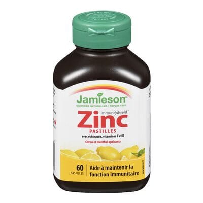JAMIESON Suppléments Pastilles zinc C+D (citron/menthol) 60pastilles