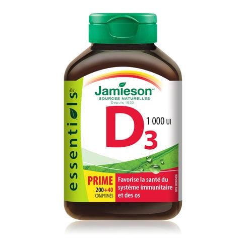 JAMIESON Suppléments Vitamine D 1000 IU Bonus 200comp+40grat.