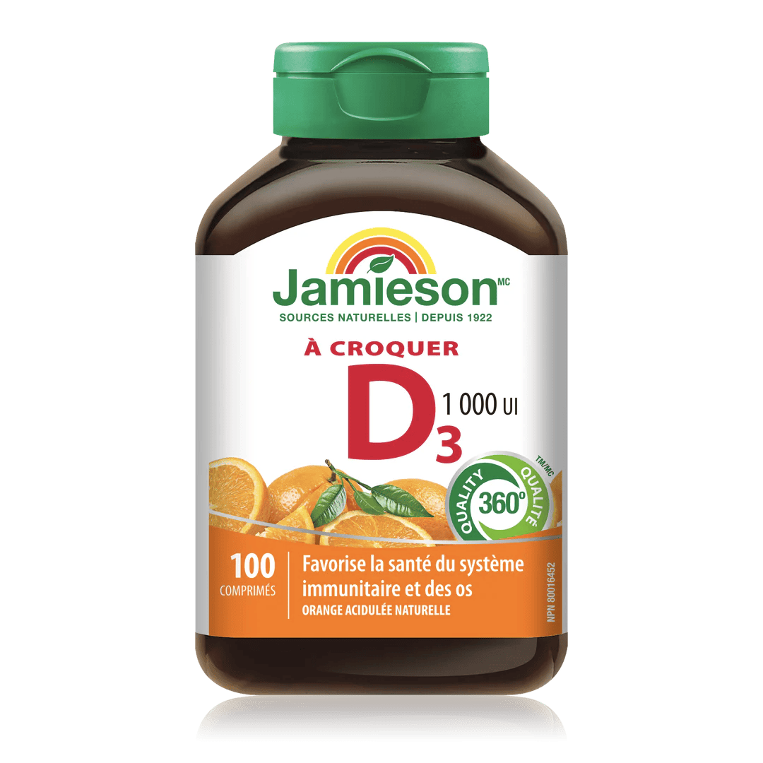 JAMIESON Suppléments Vitamine D3 (1000 ui) croquable (orange) 100comp
