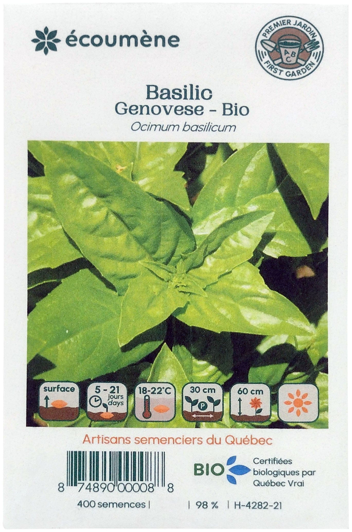 JARDINS DE L'ÉCOUMÈNE Épicerie Semence Basilic Genovese bio (un)