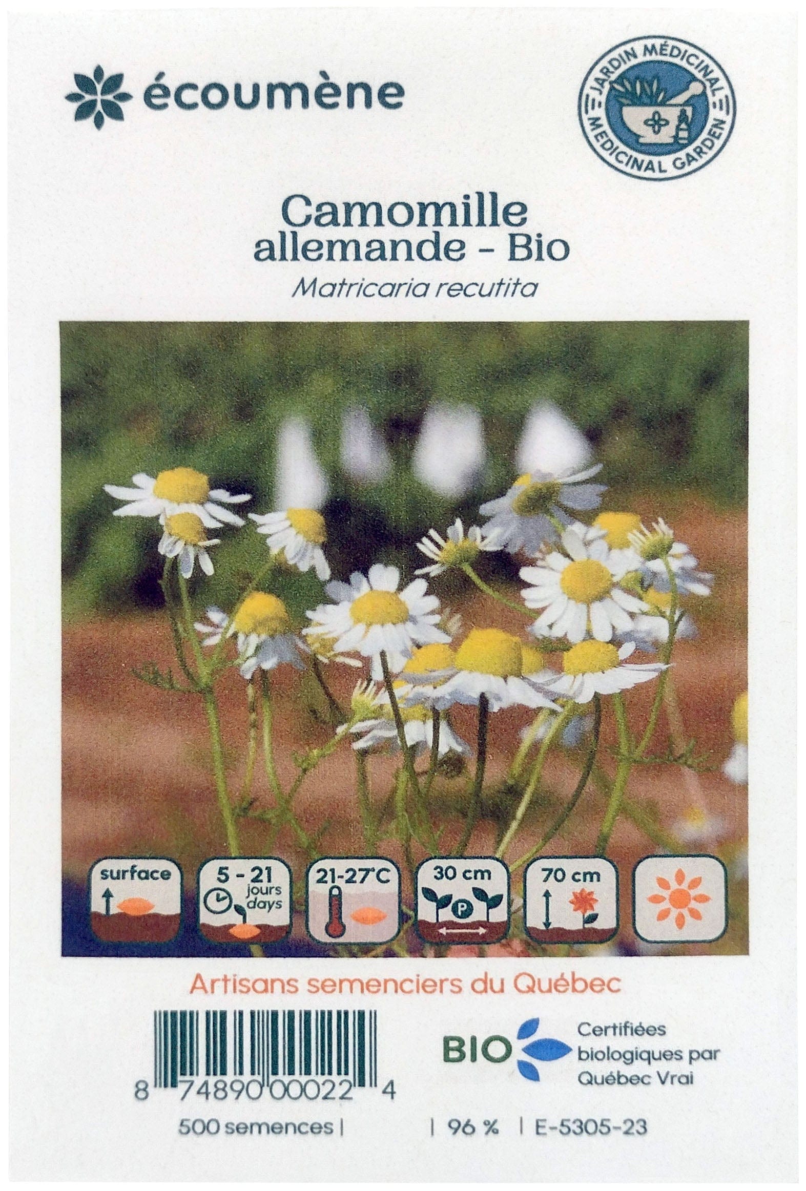 JARDINS DE L'ÉCOUMÈNE Épicerie Semence camomille allemande bio (un)