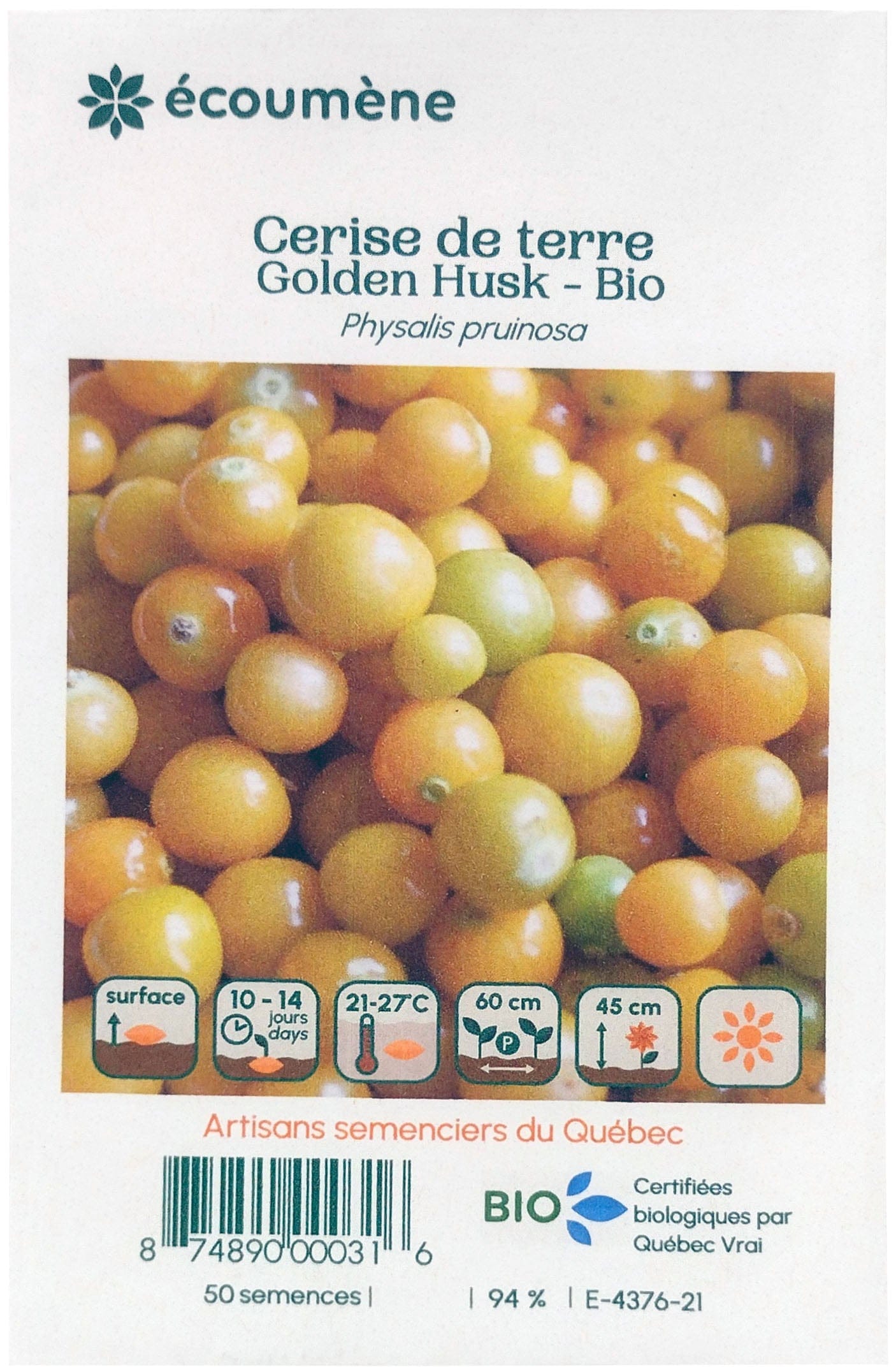 JARDINS DE L'ÉCOUMÈNE Épicerie Semence Cerise de terre golden husk bio (un)