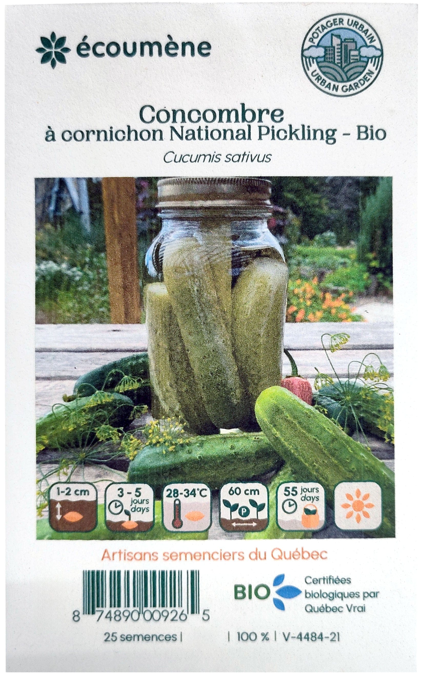 JARDINS DE L'ÉCOUMÈNE Épicerie Semence concombre à cornichon National Pickling bio (un)