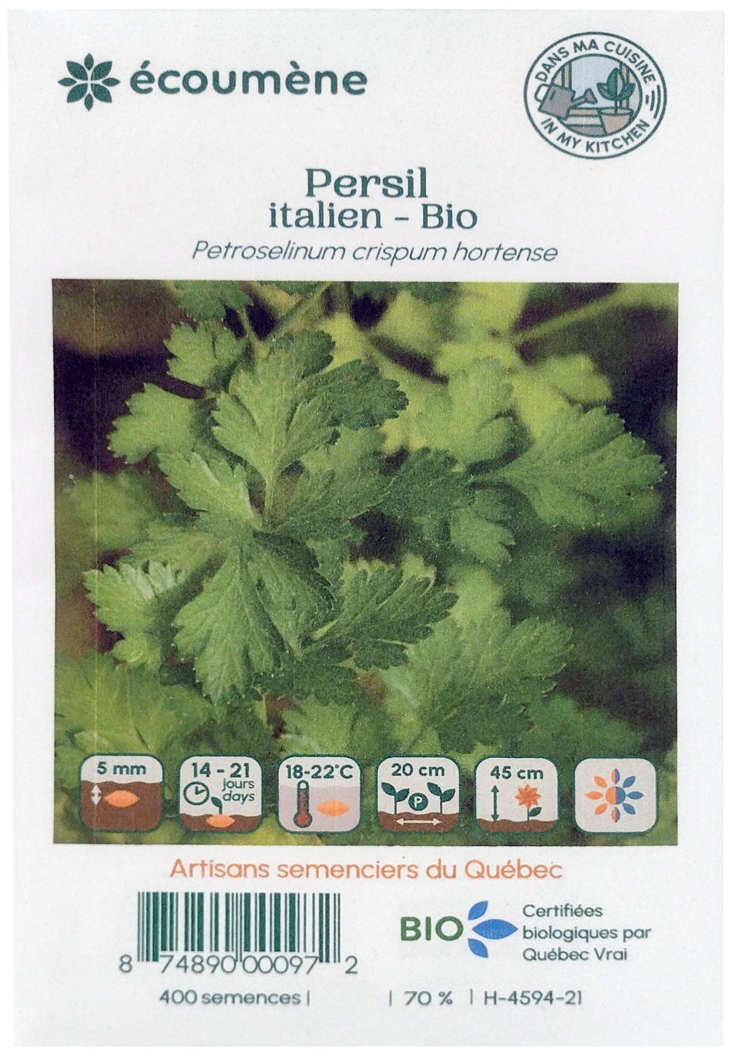 JARDINS DE L'ÉCOUMÈNE Épicerie Semence persil italien bio (un)