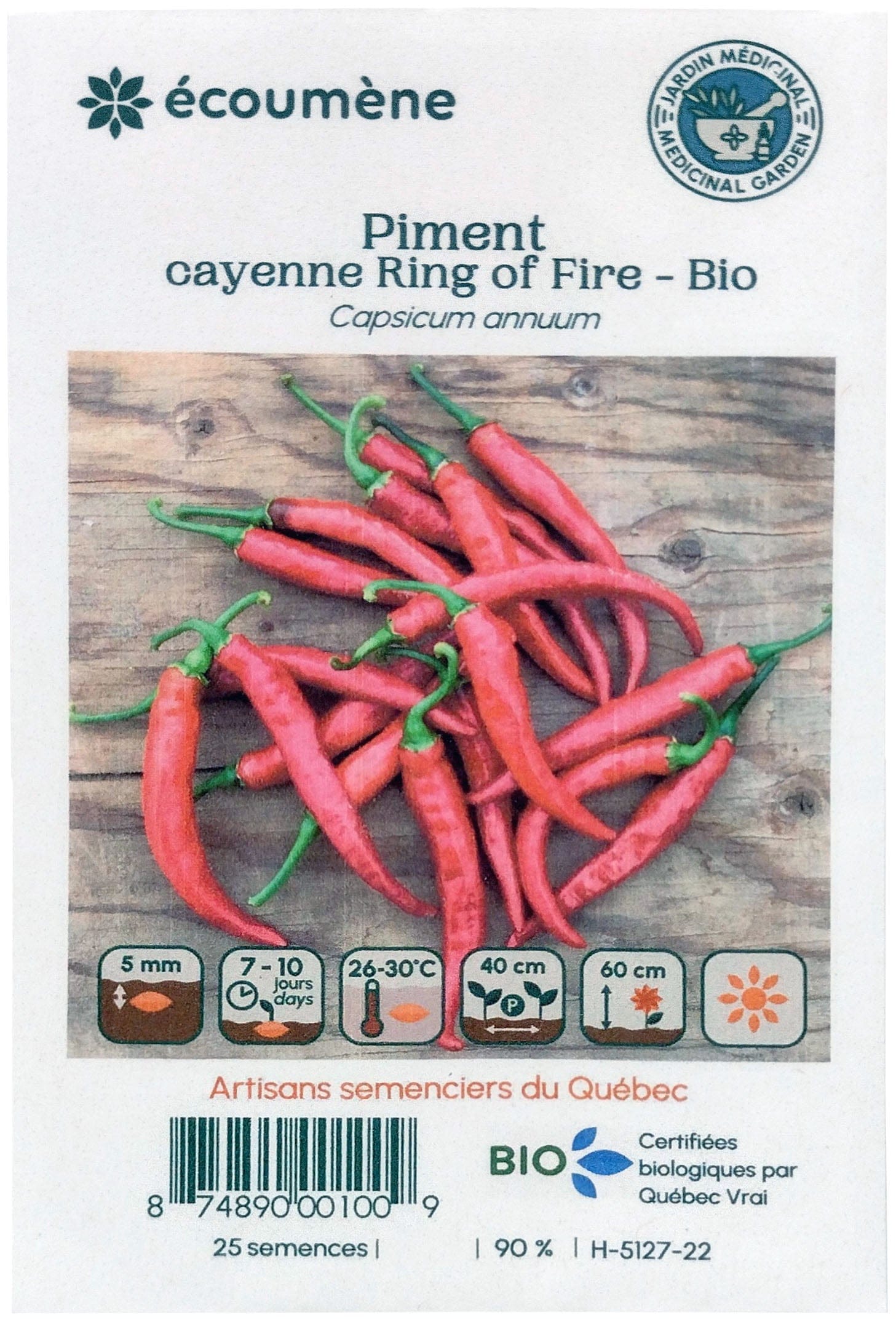 JARDINS DE L'ÉCOUMÈNE Épicerie Semence Piment cayenne ring of fire bio (un)