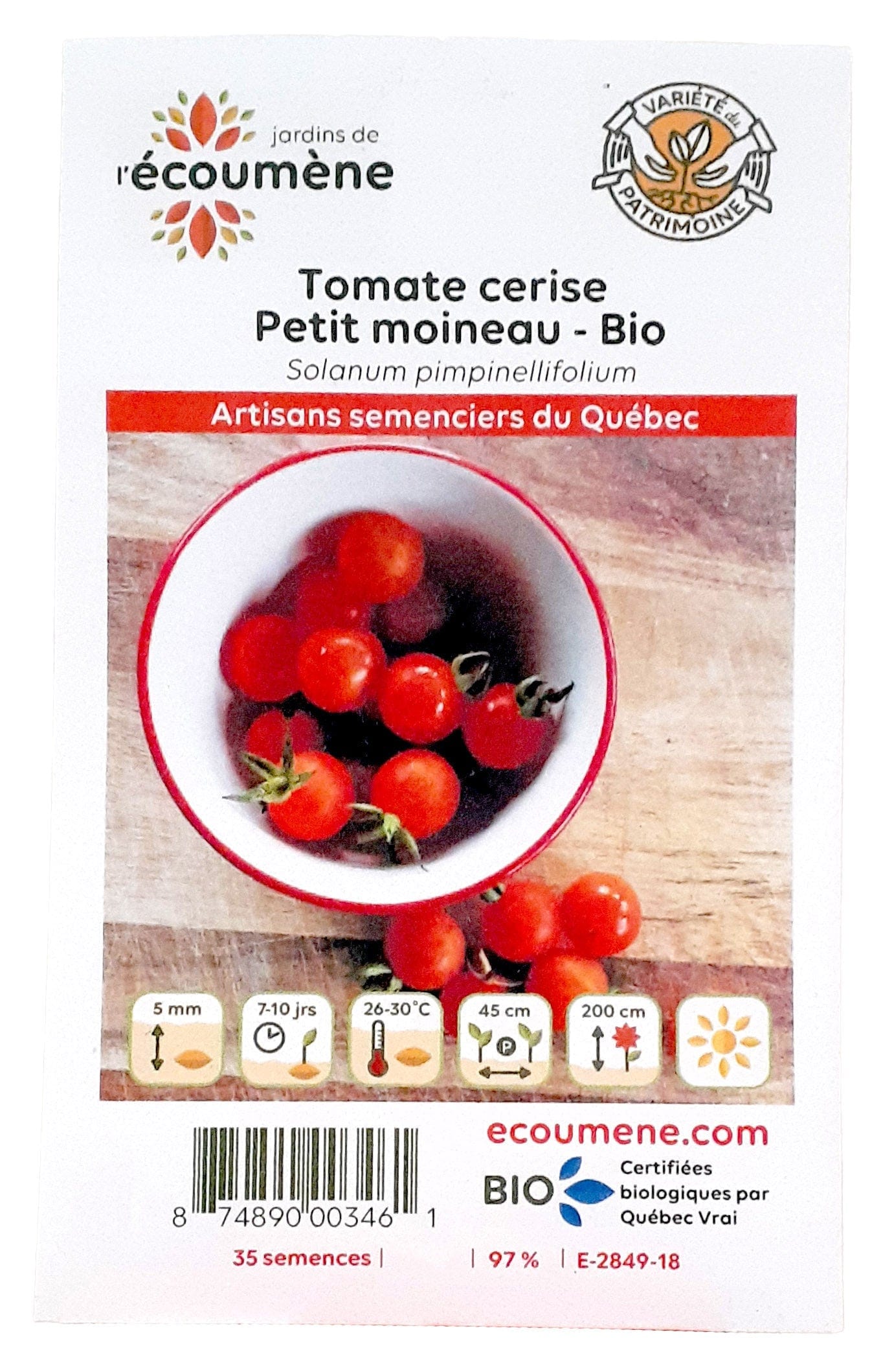 JARDINS DE L'ÉCOUMÈNE Épicerie Semence Tomate cerise petit moineau bio (un)