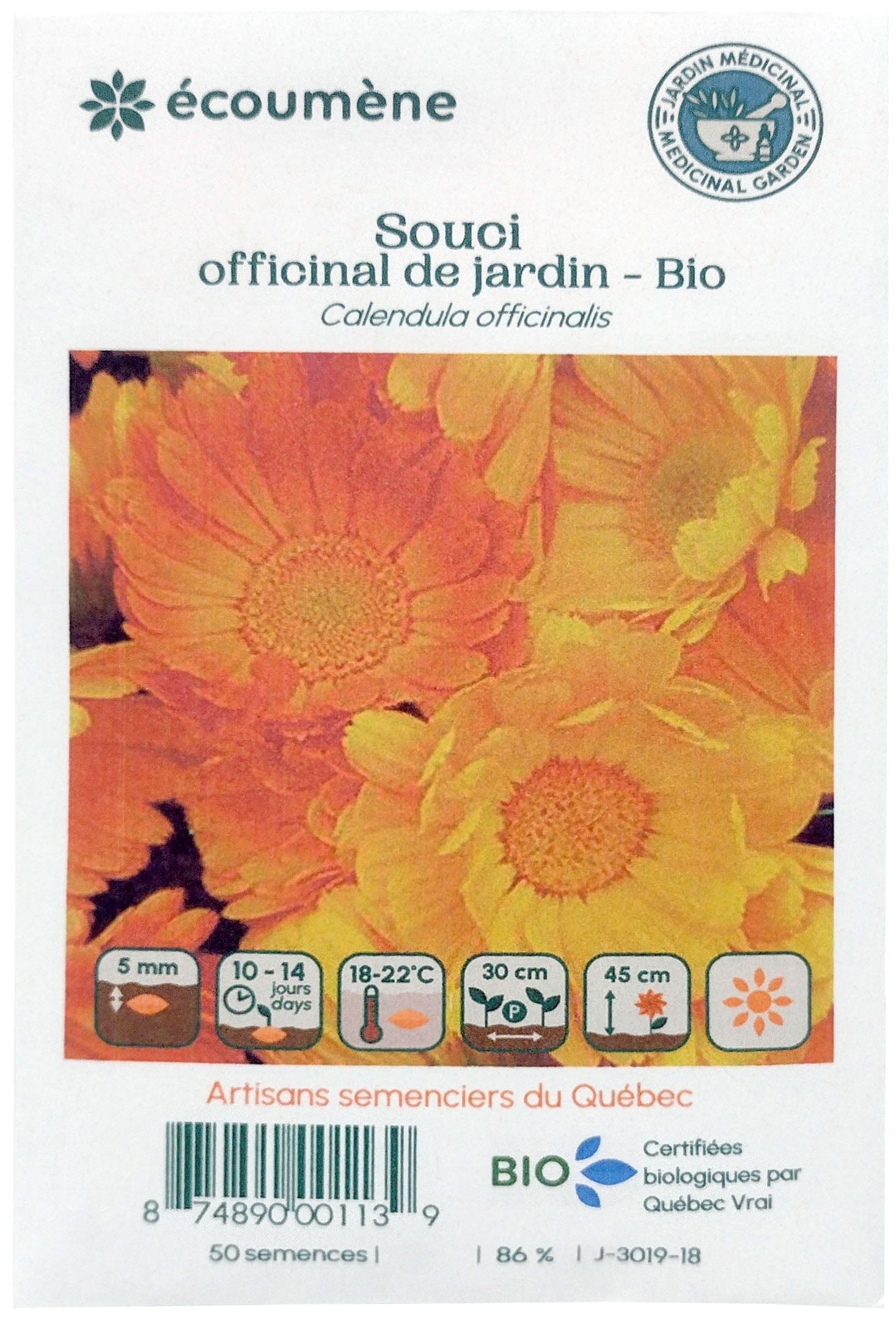 JARDINS DE L'ÉCOUMÈNE Épicerie Semences Souci officinal de jardin bio (un)