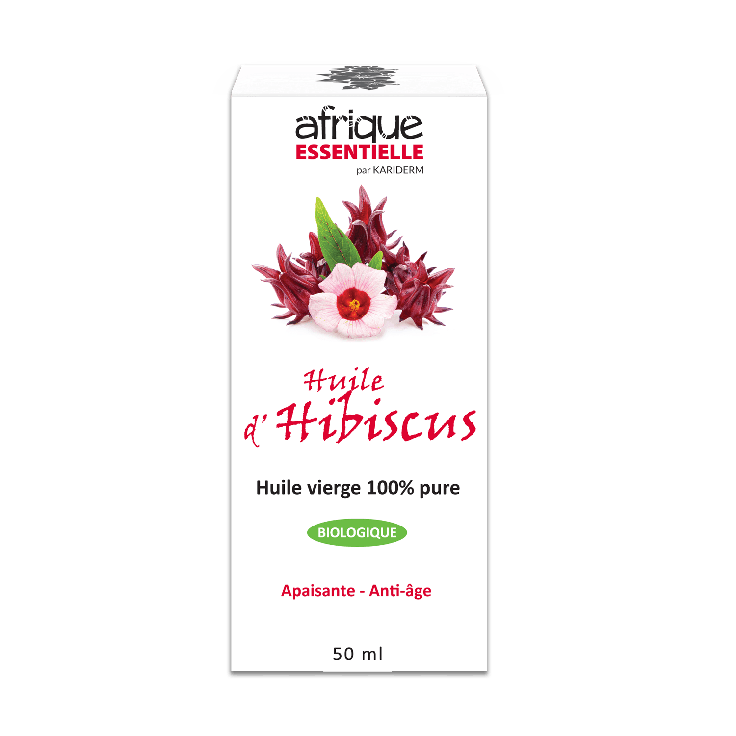 KARIDERM Soins & beauté Huile d'hibiscus bio  (huile vierge 100% pure biologique) 50ml