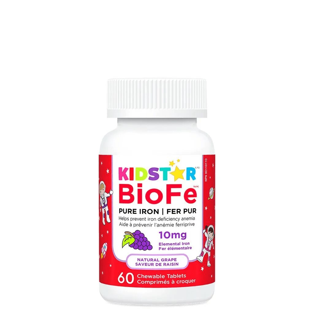 KIDSTAR NUTRIENTS Suppléments BioFe+ Fer masticable (raisin)  60comp
DATE DE PÉREMPTION : 31 MARS 2025