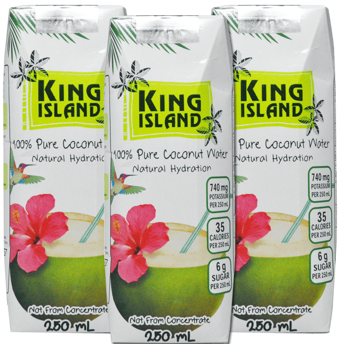 KING ISLAND Épicerie Eau de noix de coco 100% pure 3x250ml