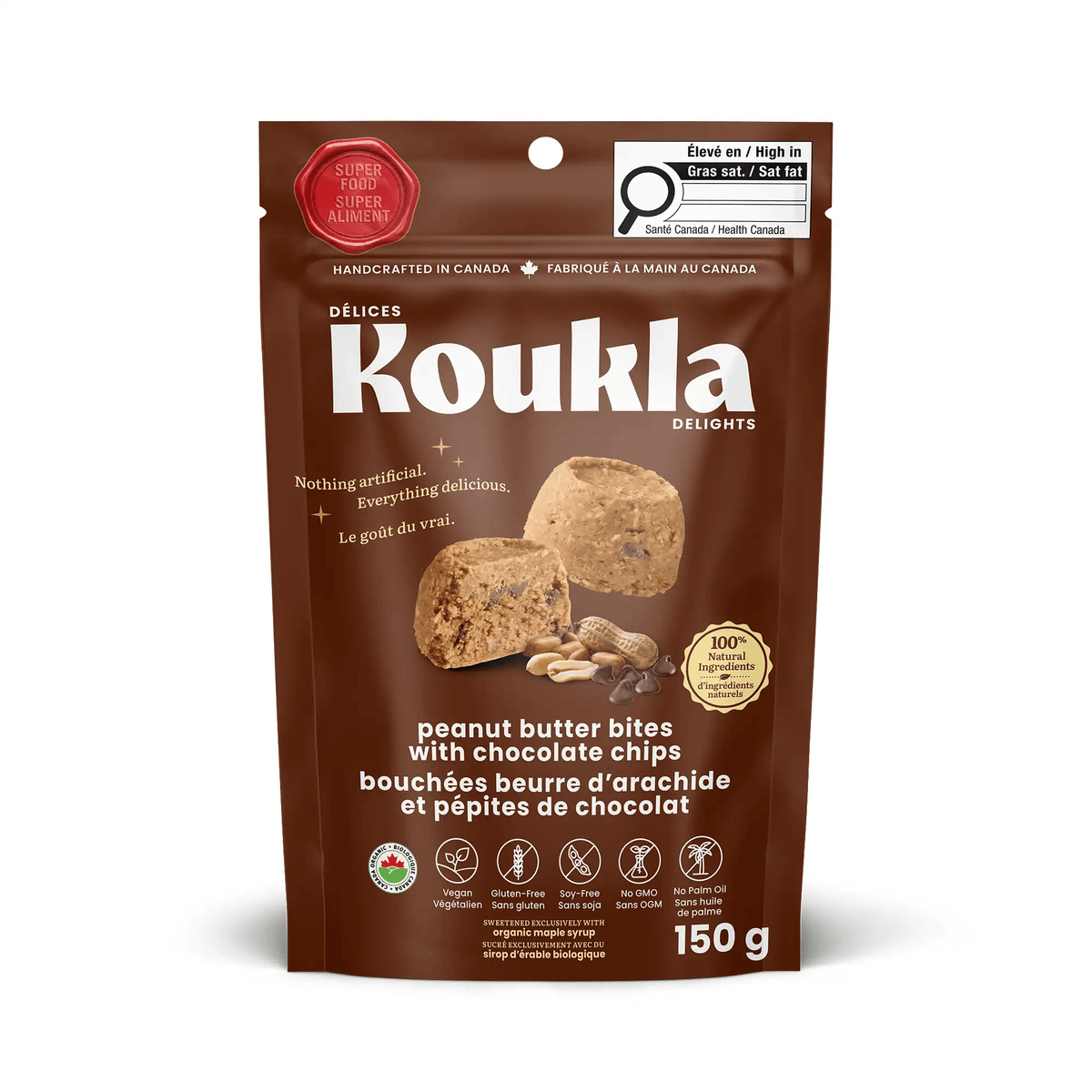 KOUKLA Épicerie Bouchées arachide et pépites chocolat bio 150g
