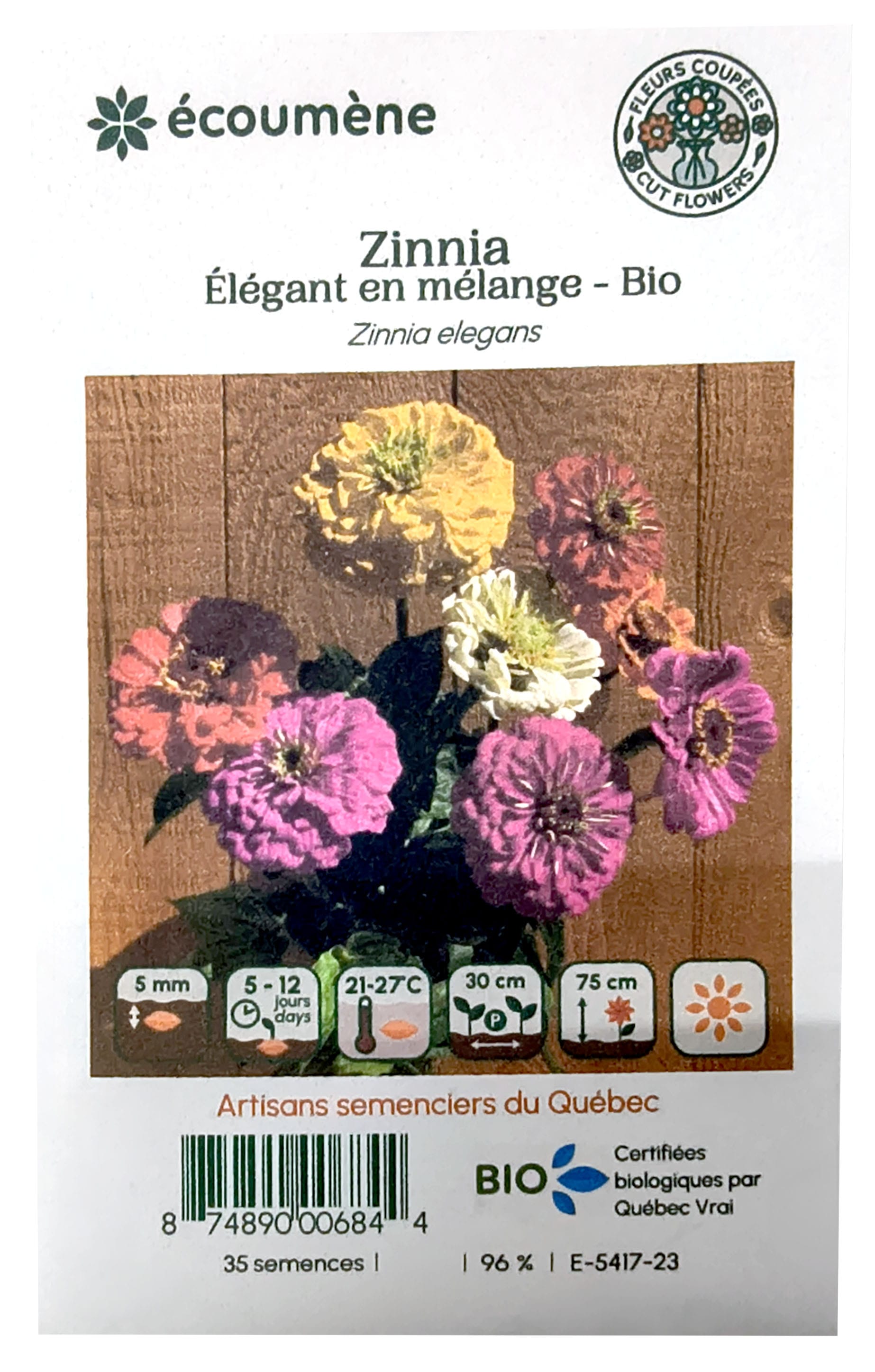 L'ÉCOUMÈNE Épicerie Semence Zinnia élégant en mélange bio (un)