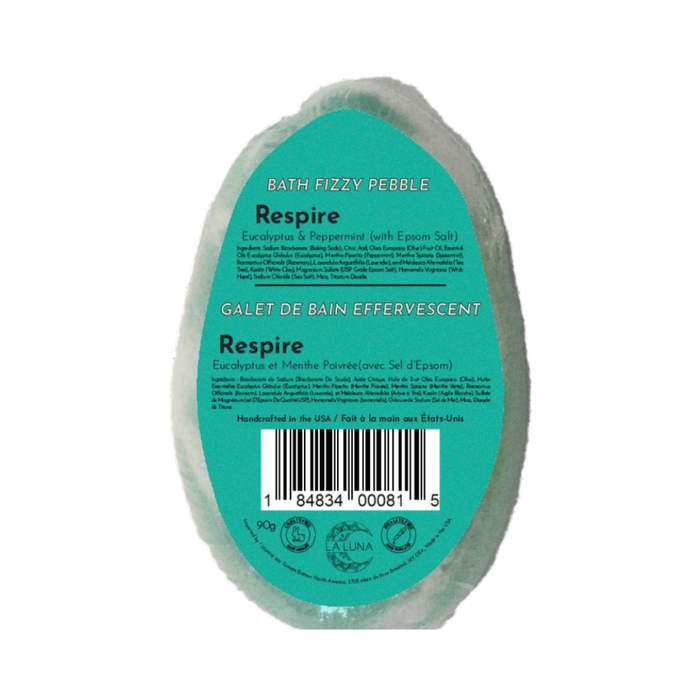 LA LUNA Santé & beauté Galets de bain effervescent respire eucalyptus et menthe poivrée 90g