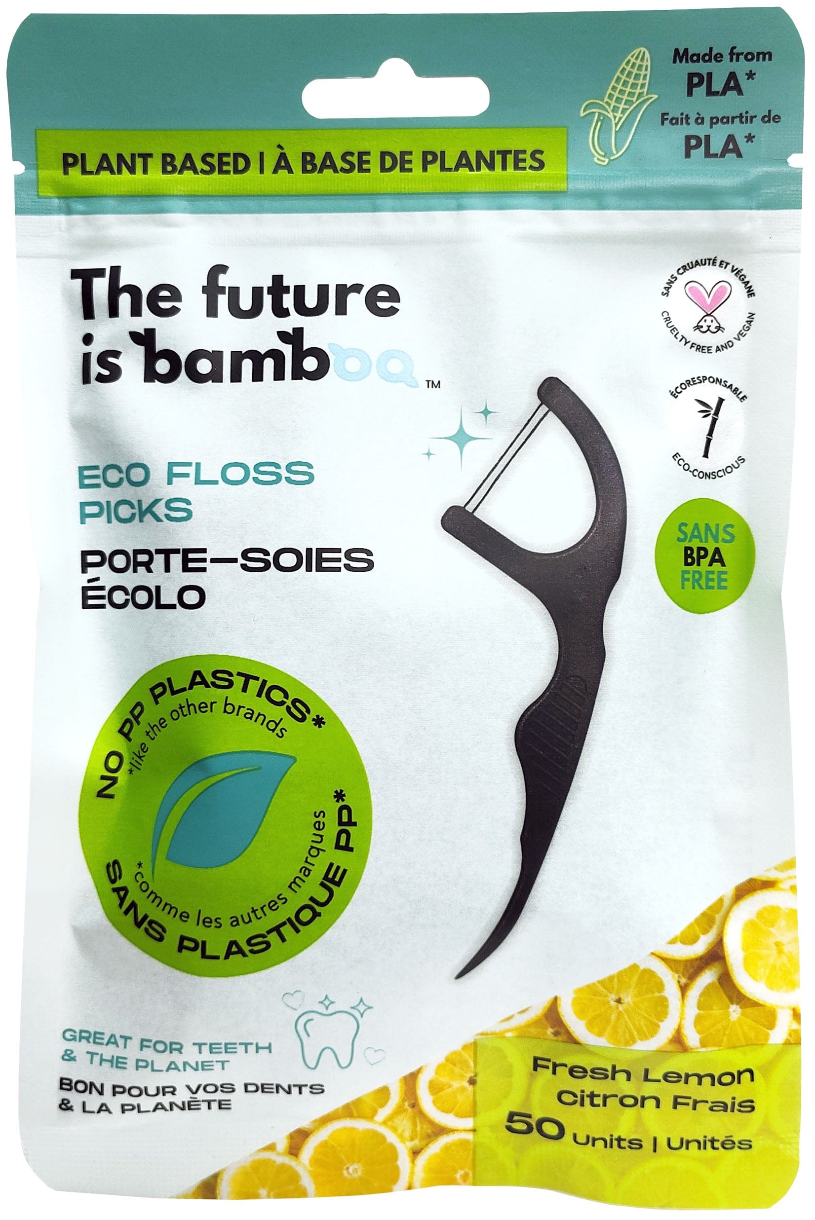 LE FUTUR EST BAMBOU Soins & Beauté Portes-soies écolos charbon-citron 50un