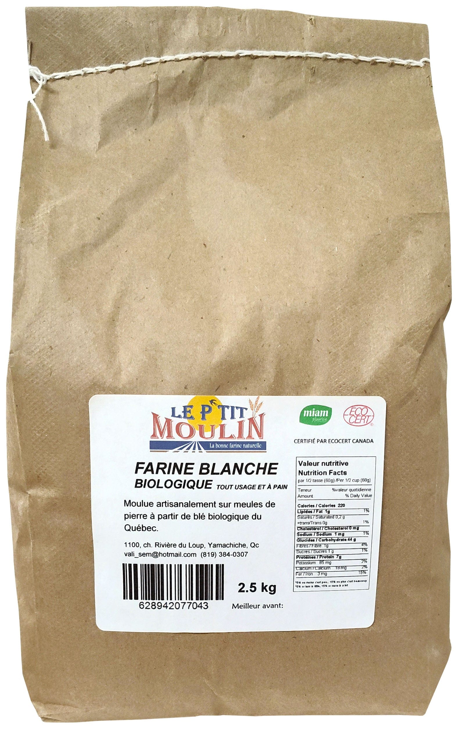 LE P'TIT MOULIN Épicerie Farine blanche tout-usage et à pain bio 2,5kg