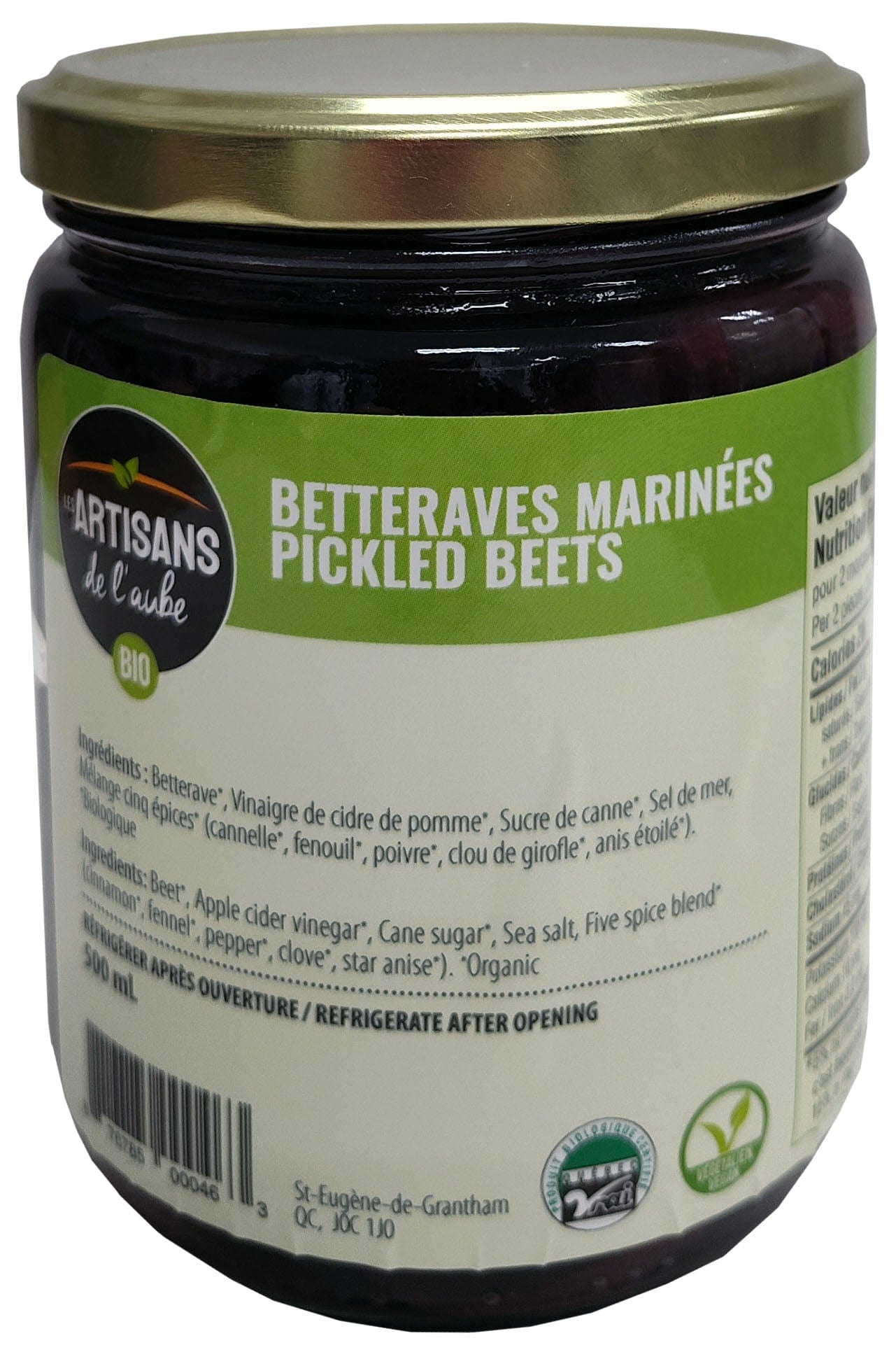 LES ARTISANS DE L'AUBE Épicerie Bettraves marinés bio 500ml