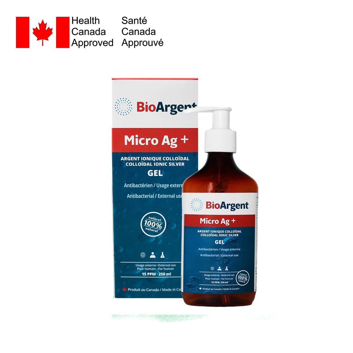 LES LABORATOIRES BIOARGENT Suppléments Micro Ag+ gel (15PPM) (pompe) 250ml