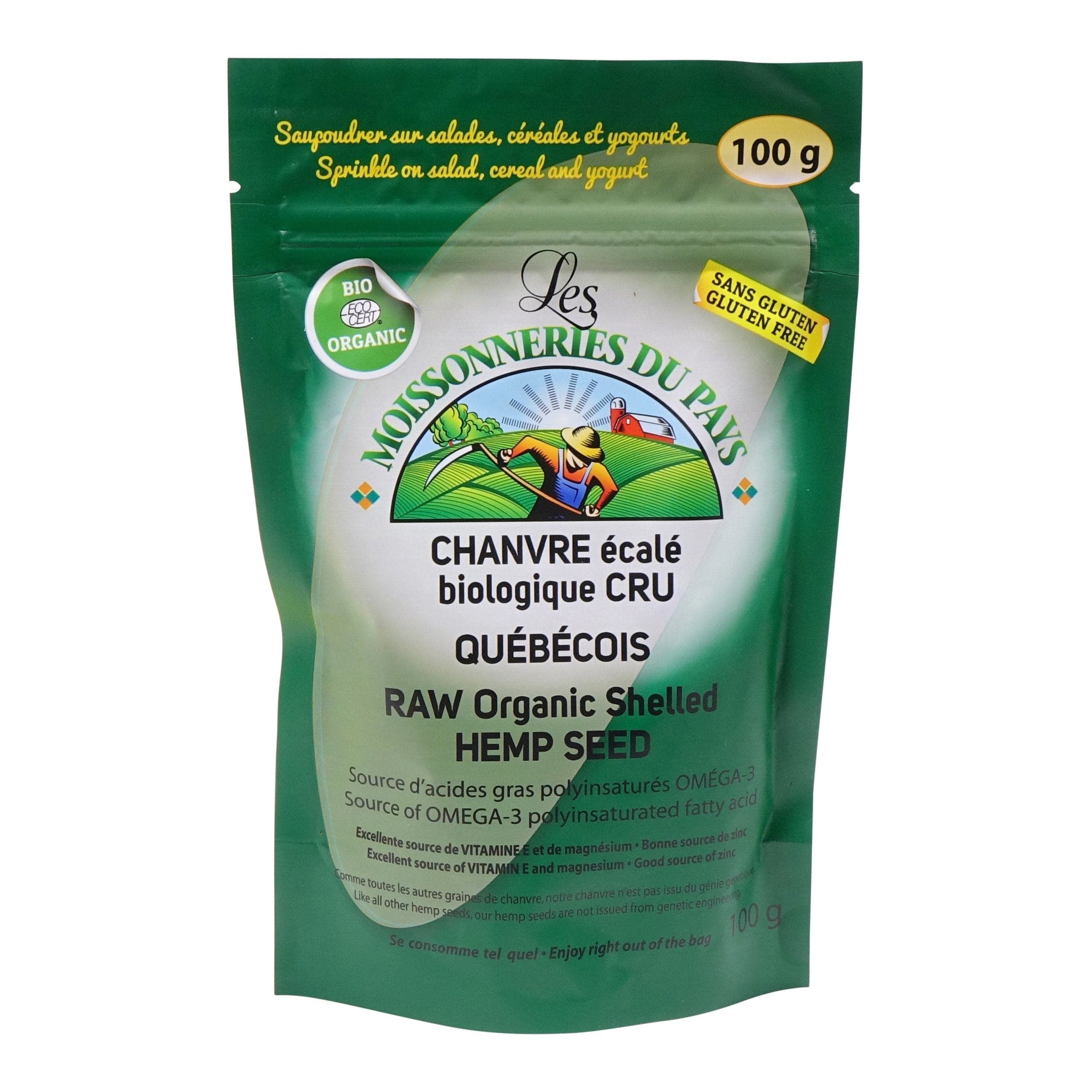 LES MOISSONNERIES DU PAYS Épicerie Chanvre écalé biologique cru sans gluten 100g