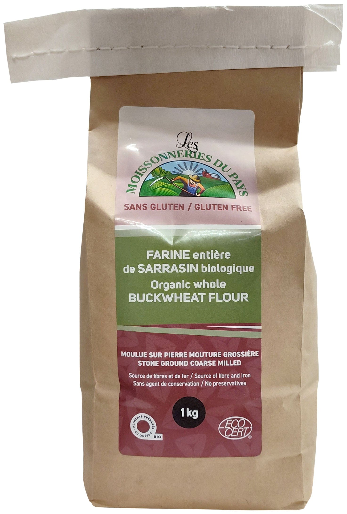 LES MOISSONNERIES DU PAYS Épicerie Farine entière de sarrasin biologique moulue sur pierre (mouture grossière) 1kg