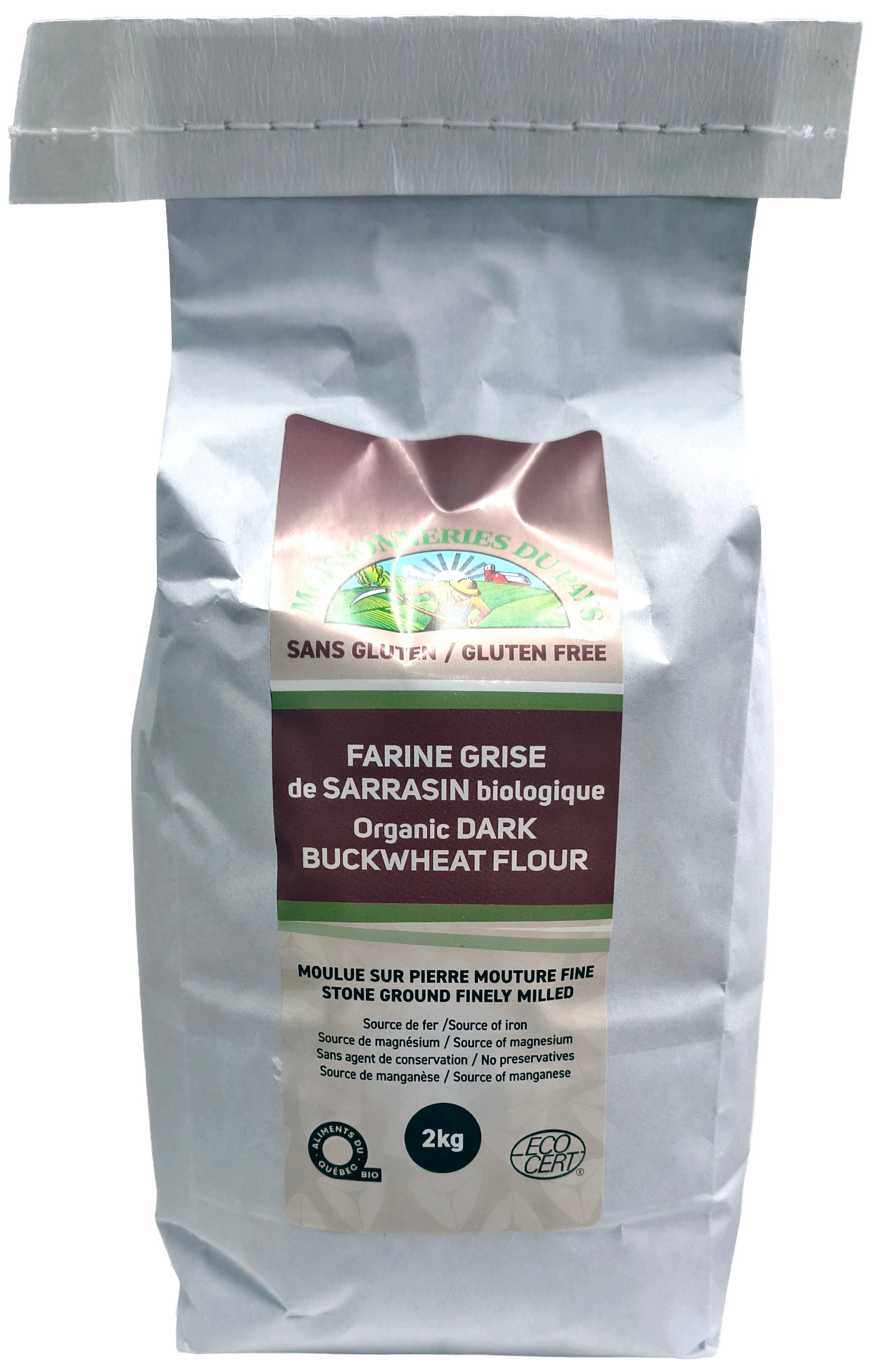 LES MOISSONNERIES DU PAYS Épicerie Farine grise de sarrasin moulue sur pierre (fine) biologique 2kg