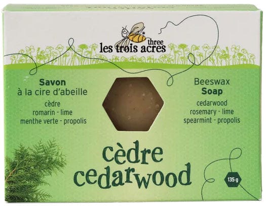 LES TROIS ACRES NATURELl Soins & beauté Savon à la cire d'abeille au cèdre 135g