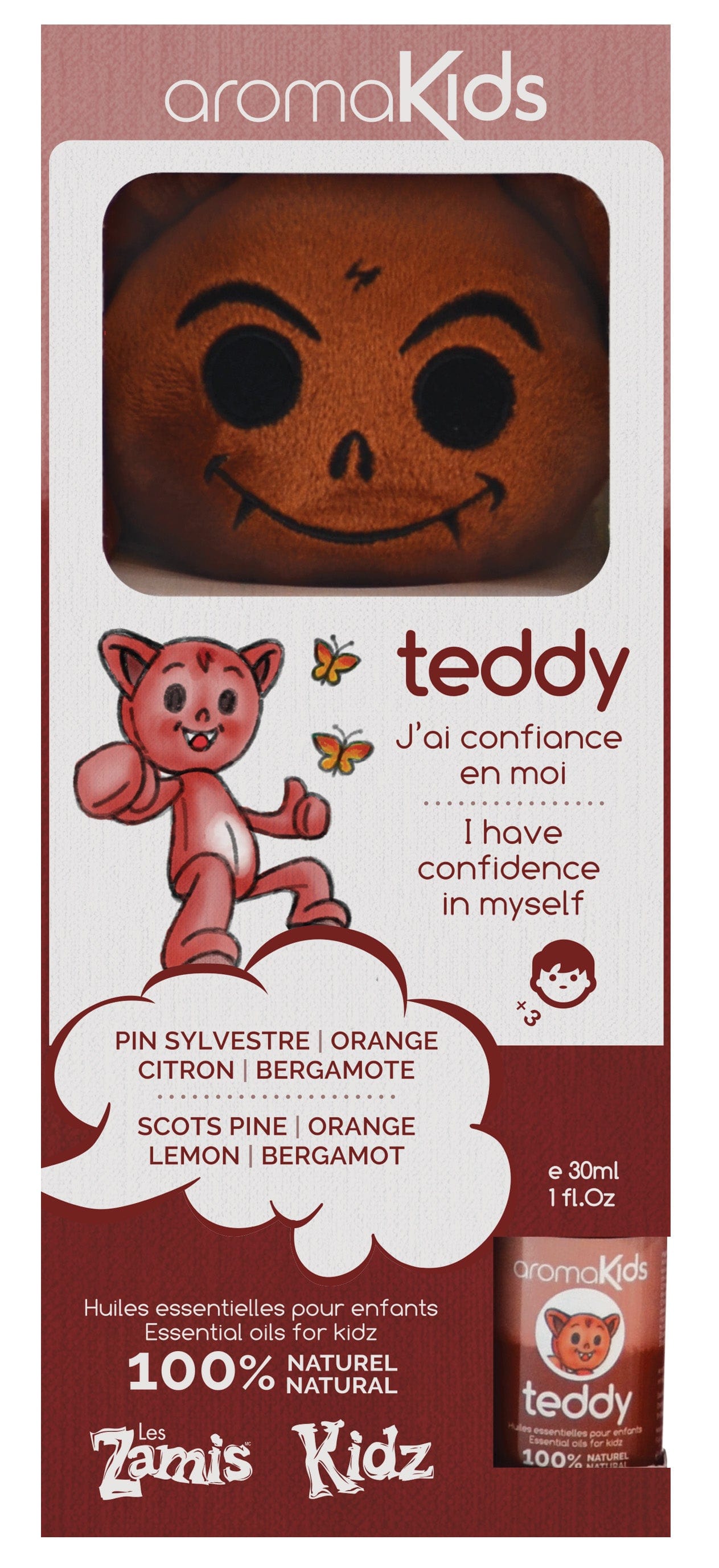 LES ZAMIS Suppléments Toutou + huile essentielle ``J'ai confiance en moi`` (pin sylvestre, orange, citron, bergamote) kit