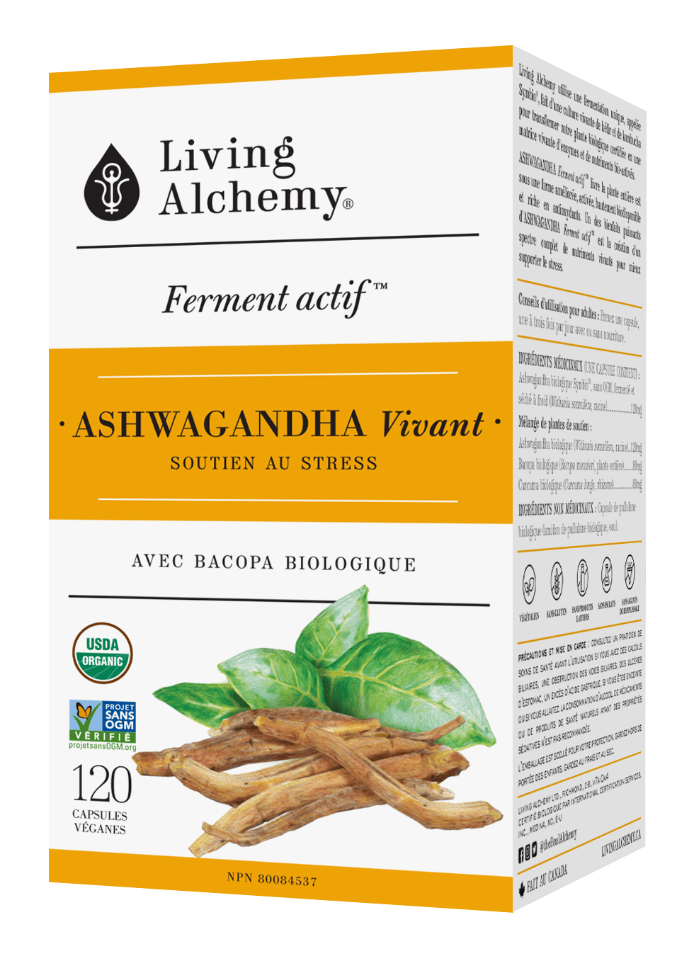 LIVING ALCHEMY Suppléments Plantes activées par fermentation - Ashwagandha vivant  120vcaps