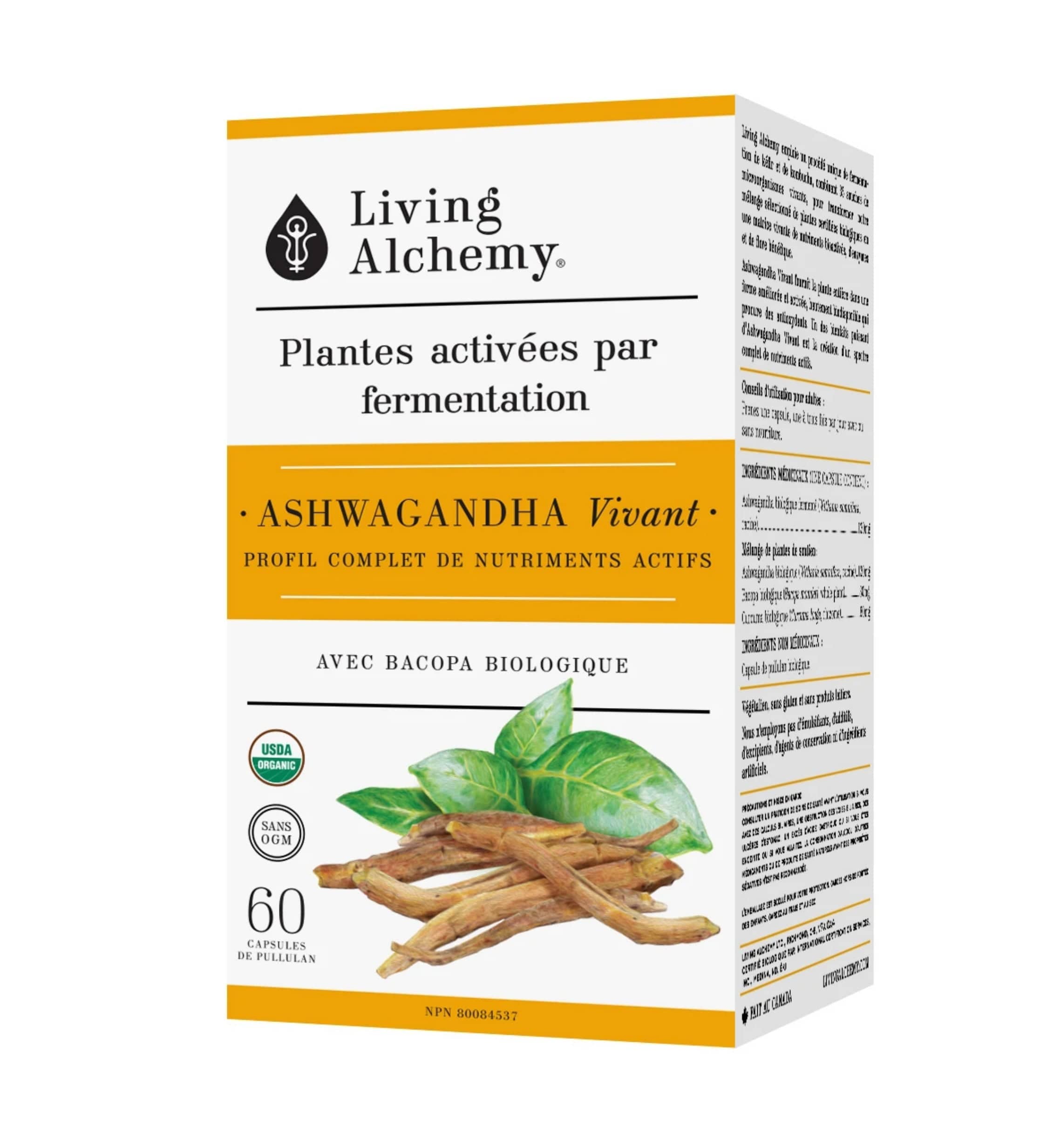 LIVING ALCHEMY Suppléments Plantes activées par fermentation - Ashwagandha vivant  60caps