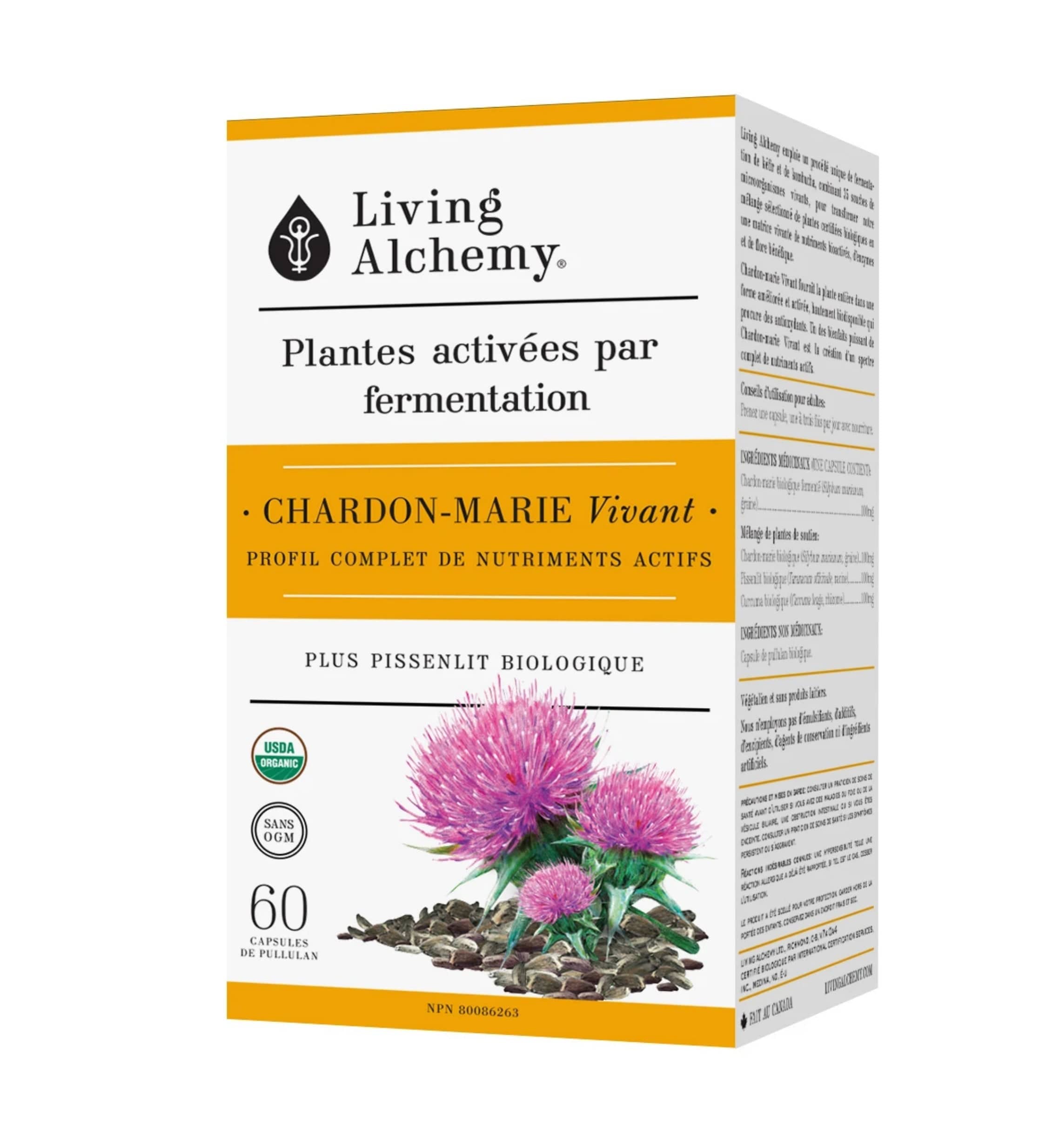 LIVING ALCHEMY Suppléments Plantes activées par fermentation - Chardon-marie vivant  60caps