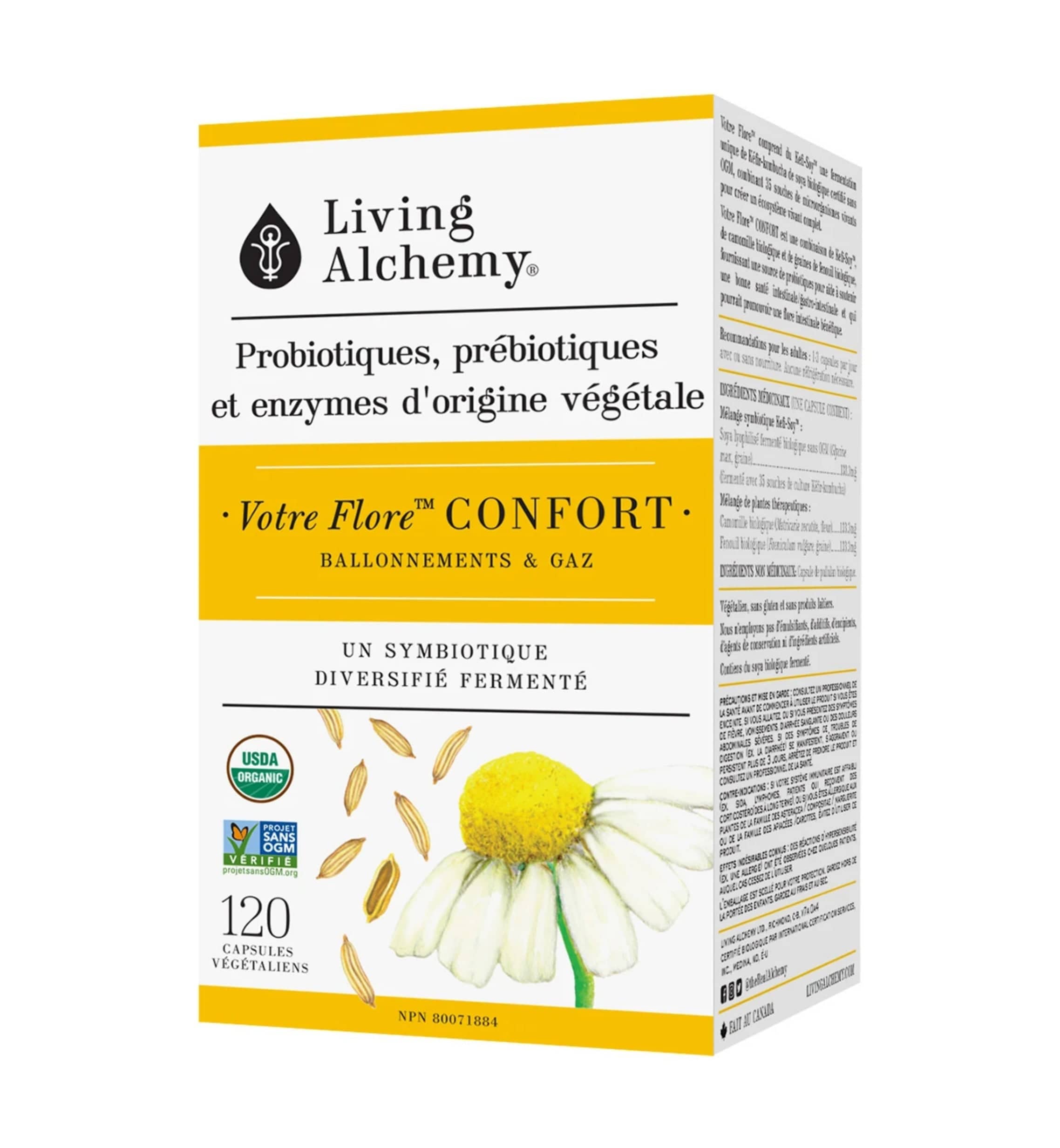 LIVING ALCHEMY Suppléments Votre flore confort (Probiotiques, prébiotiques et enzymes d'origine végétale) 120vcaps