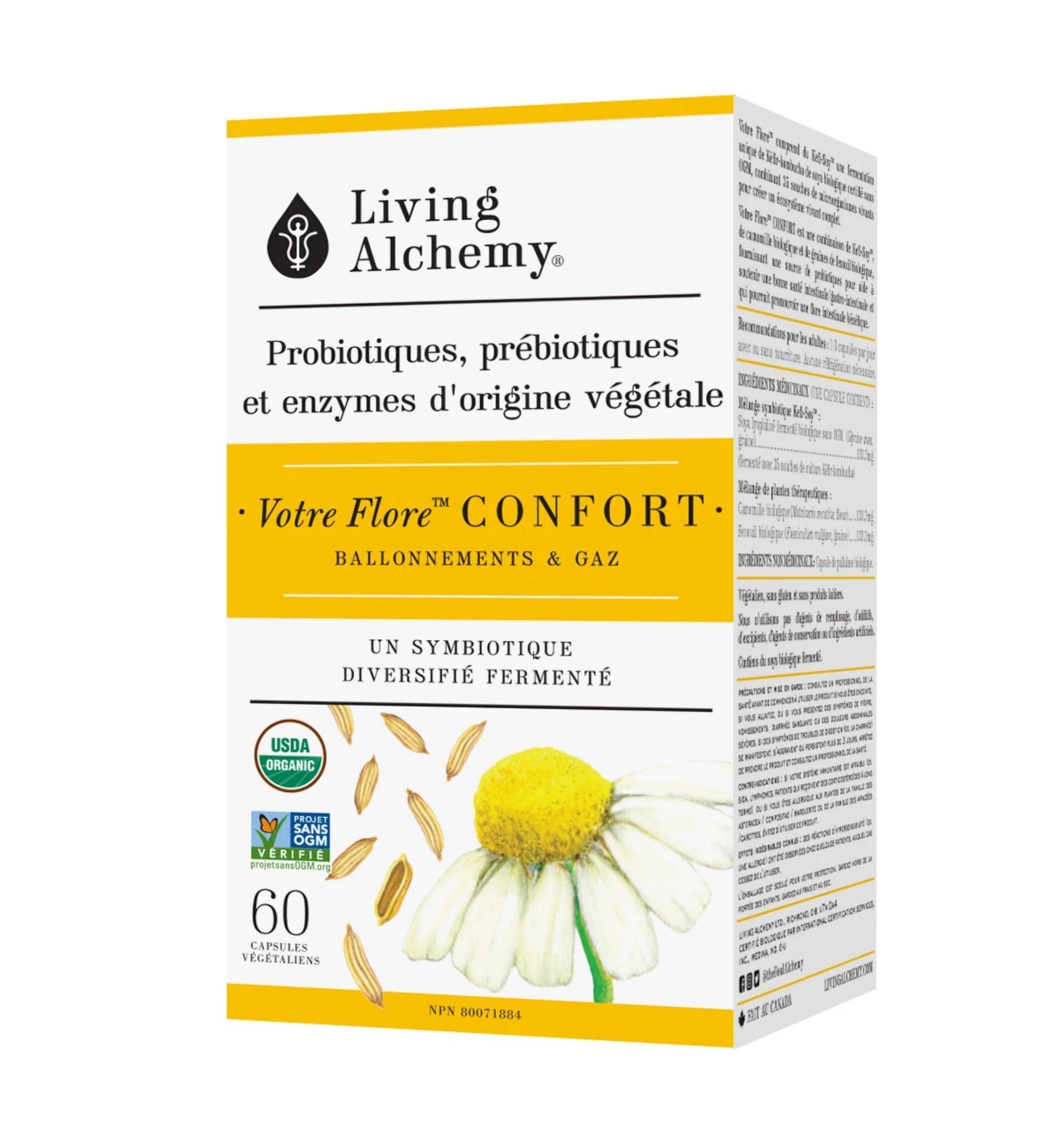 LIVING ALCHEMY Suppléments Votre flore confort (Probiotiques, prébiotiques et enzymes d'origine végétale) 60vcaps