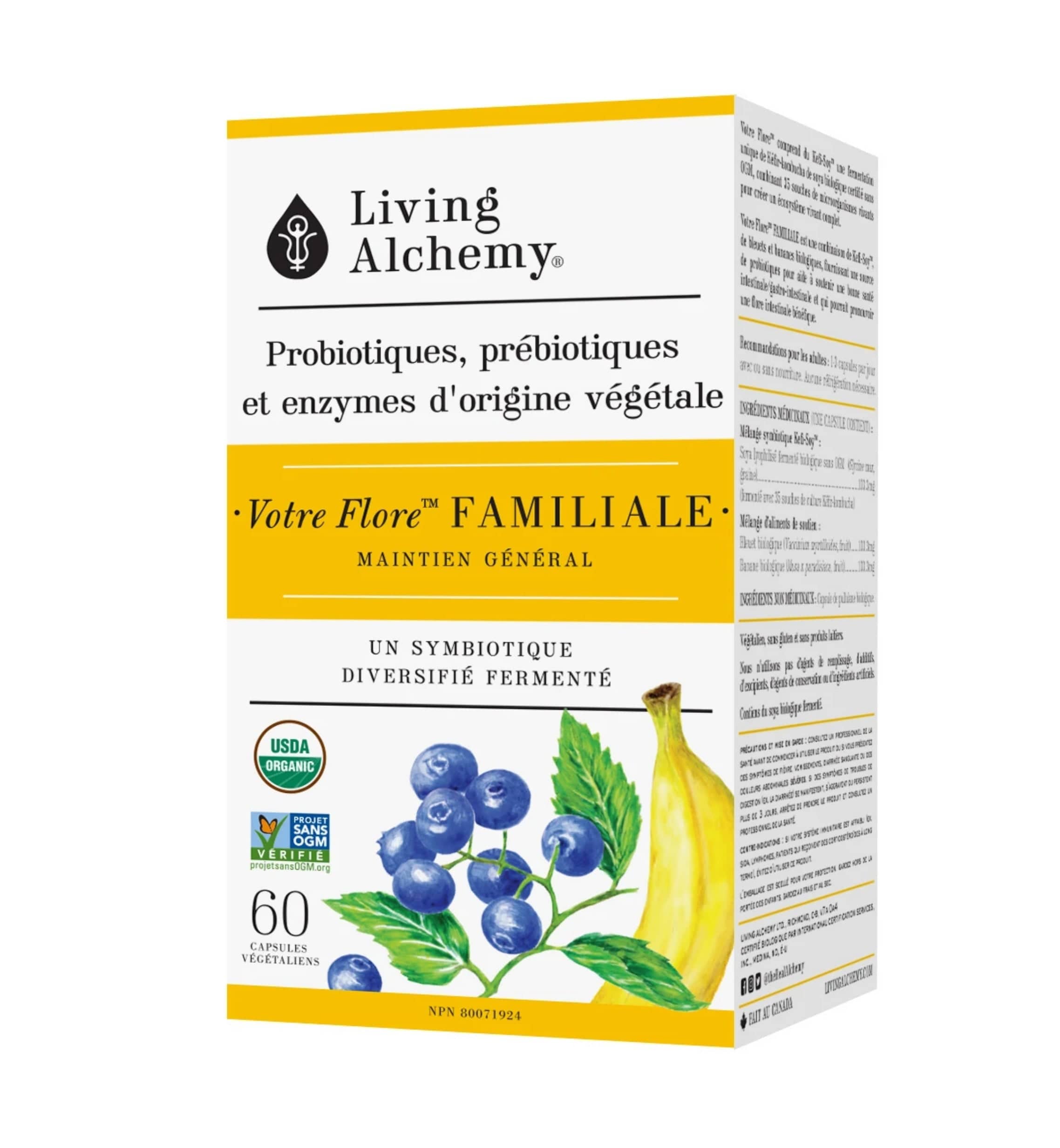 LIVING ALCHEMY Suppléments Votre flore familiale (Probiotiques, prébiotiques et enzymes d'origine végétale) 60vcaps
