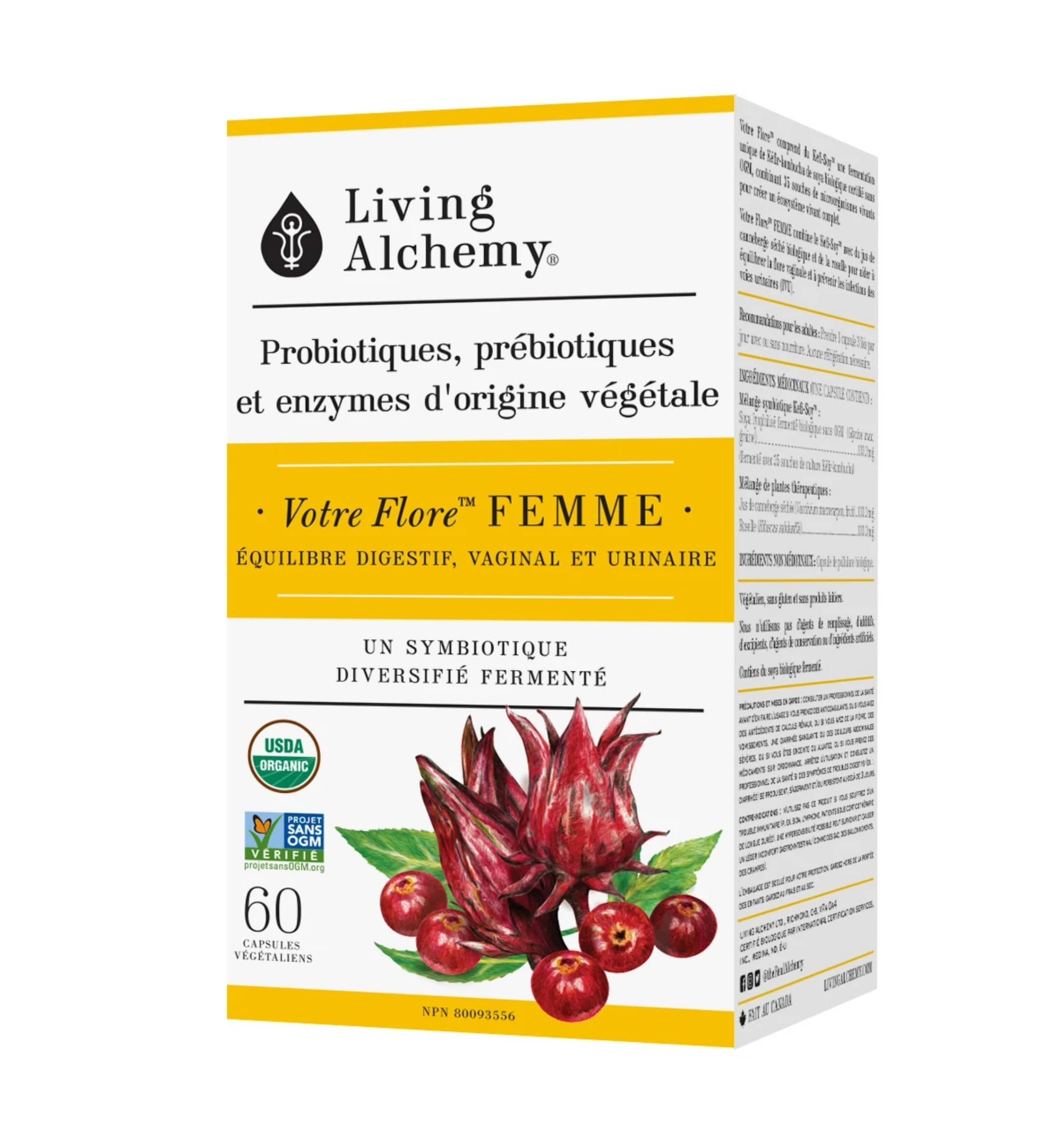 LIVING ALCHEMY Suppléments Votre flore femme (Probiotiques, prébiotiques et enzymes d'origine végétale) 60vcaps