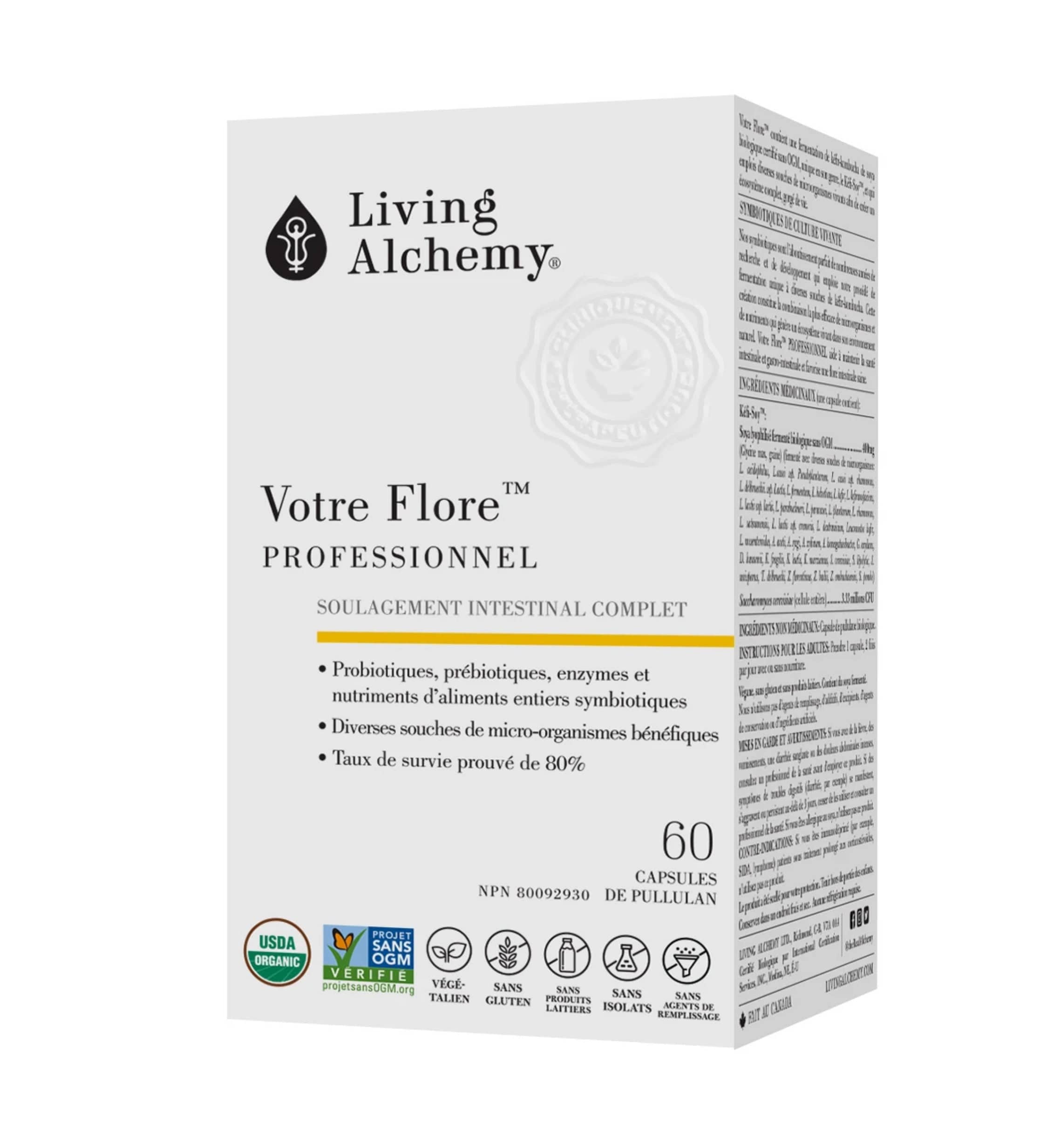 LIVING ALCHEMY Suppléments Votre flore professionnel (Probiotiques, prébiotiques et enzymes d'origine végétale) 60caps