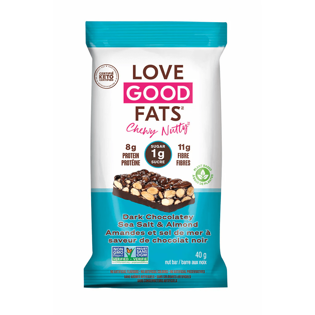 LOVE GOOD FATS Épicerie Barre amandes et sel de mer au chocolat noir 40g