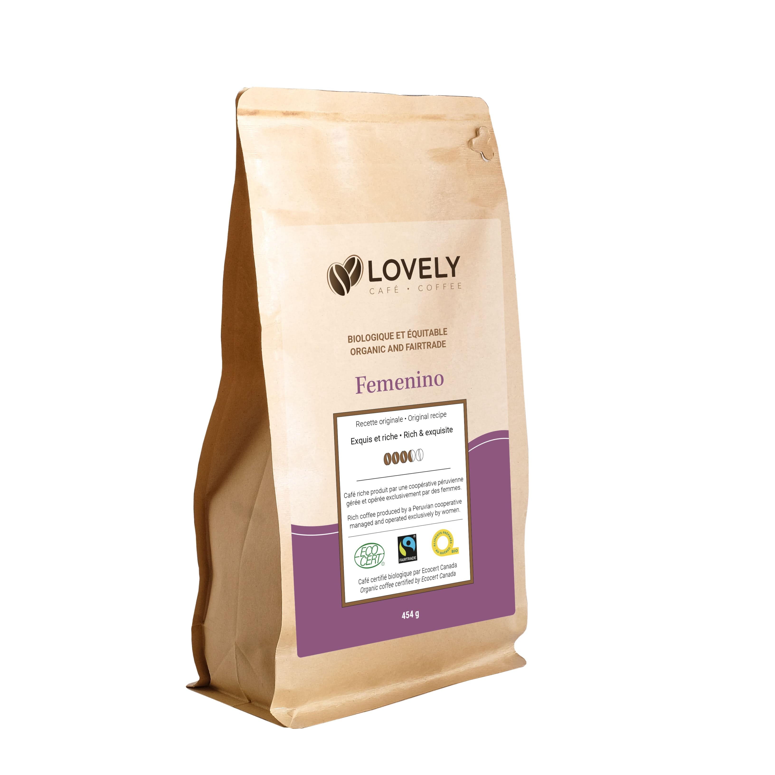 LOVELY CAFÉ Épicerie Café femenino en grain bio 454g