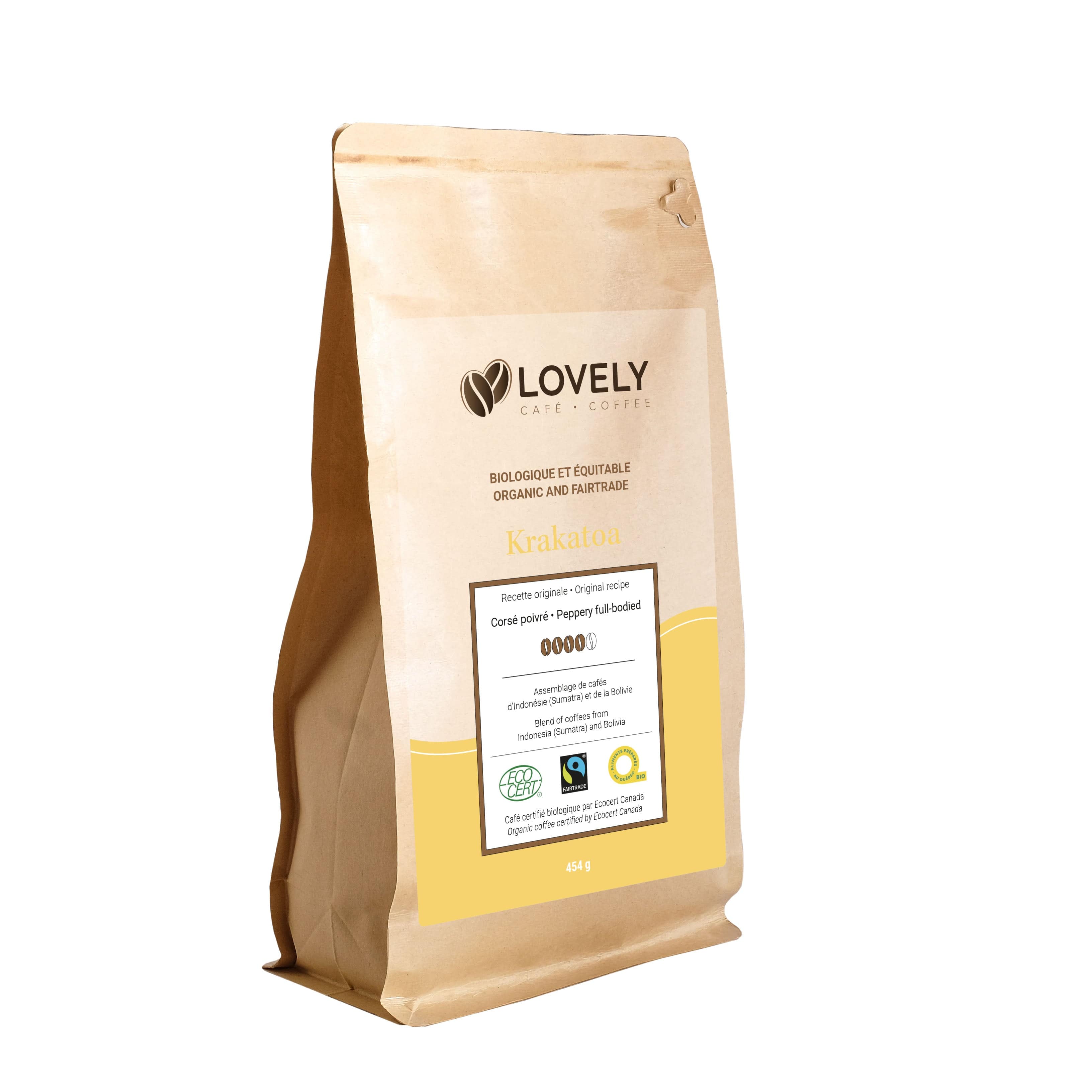 LOVELY CAFÉ Épicerie Café krakatoa en grain bio 454g
