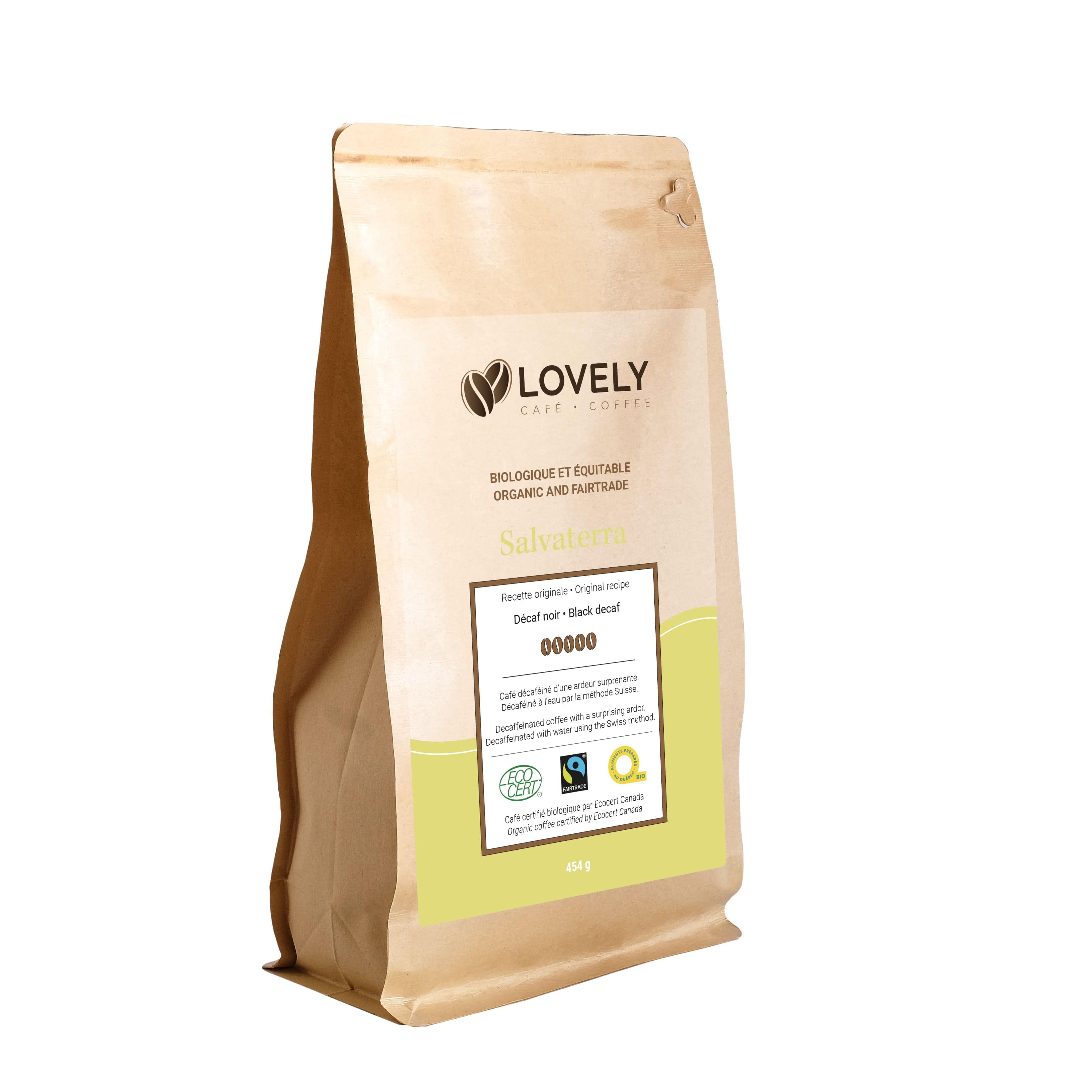 LOVELY CAFÉ Épicerie Café salvaterra décaféiné en grain bio 454g